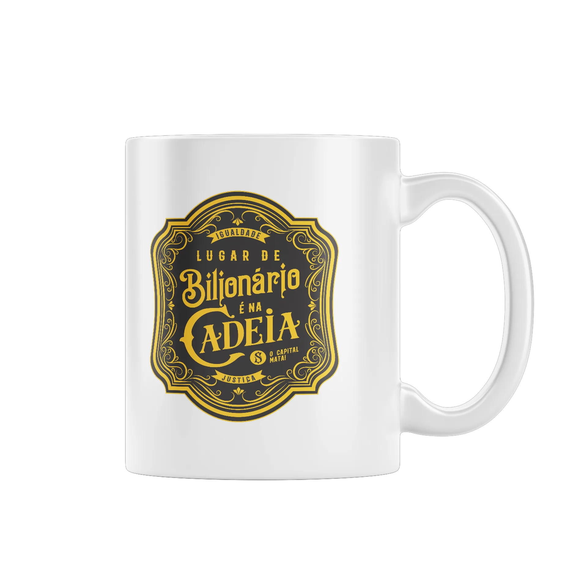 Caneca Porcelana Bilionário na Cadeia 325ml - Imagem 1