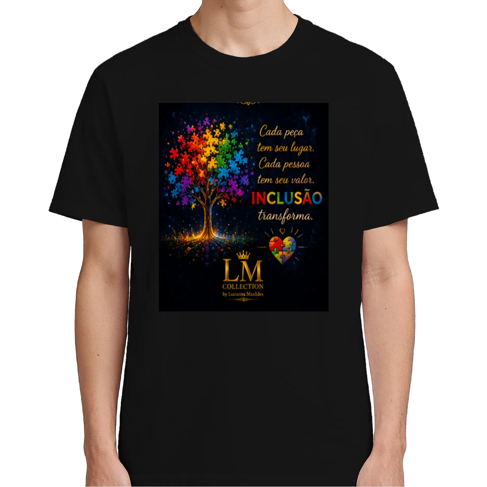 Camiseta Inclusão Árvore Colorida 100% Algodão - Imagem 5