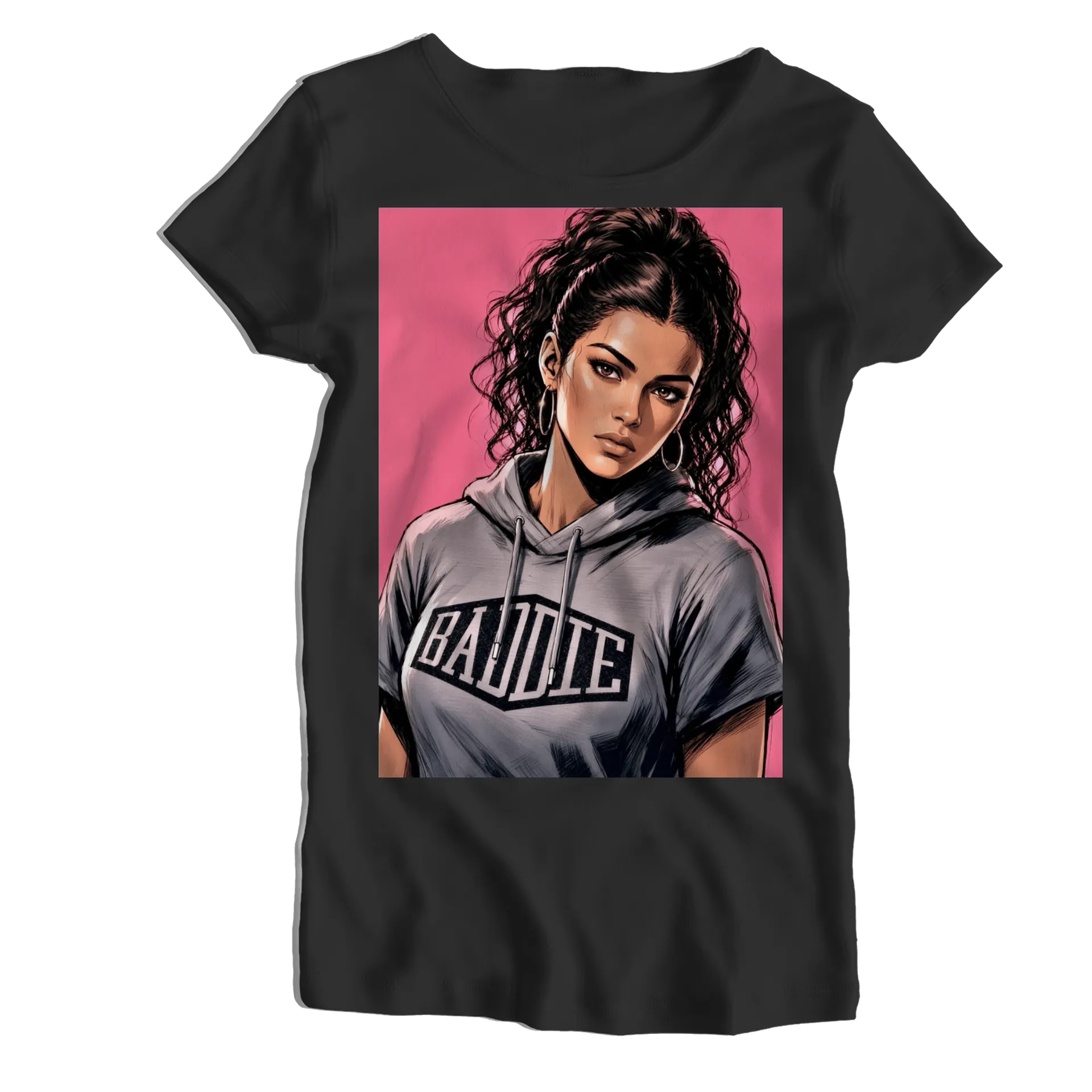 Camiseta Babylook Estampa BATTLE Retrato Ilustrado 100% - Imagem 1