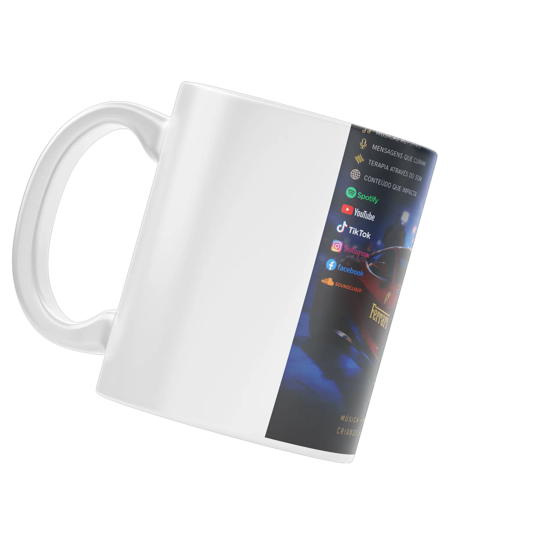 Caneca Branco Falcões Ferrari 325ml de Shiatsu personalizados — imagem 3 de 4