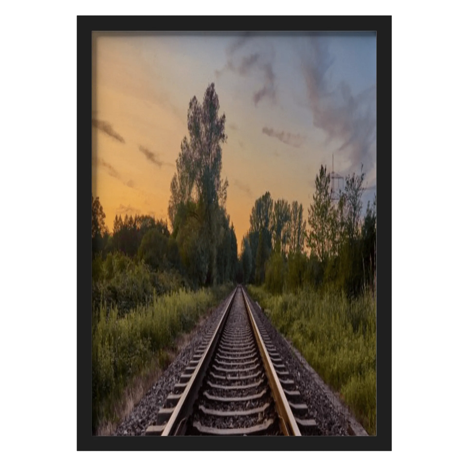 Quadro Paisagem Ferroviária A3 MDF e Vidro - Imagem 1