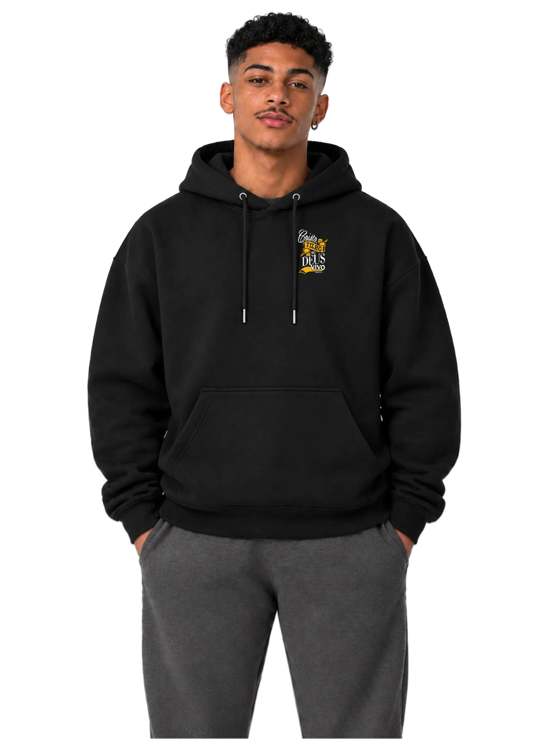 Blusa Moletom Canguru Estampa Tipográfica Laranja e Branca de PUBLI UP  — imagem 3 de 6