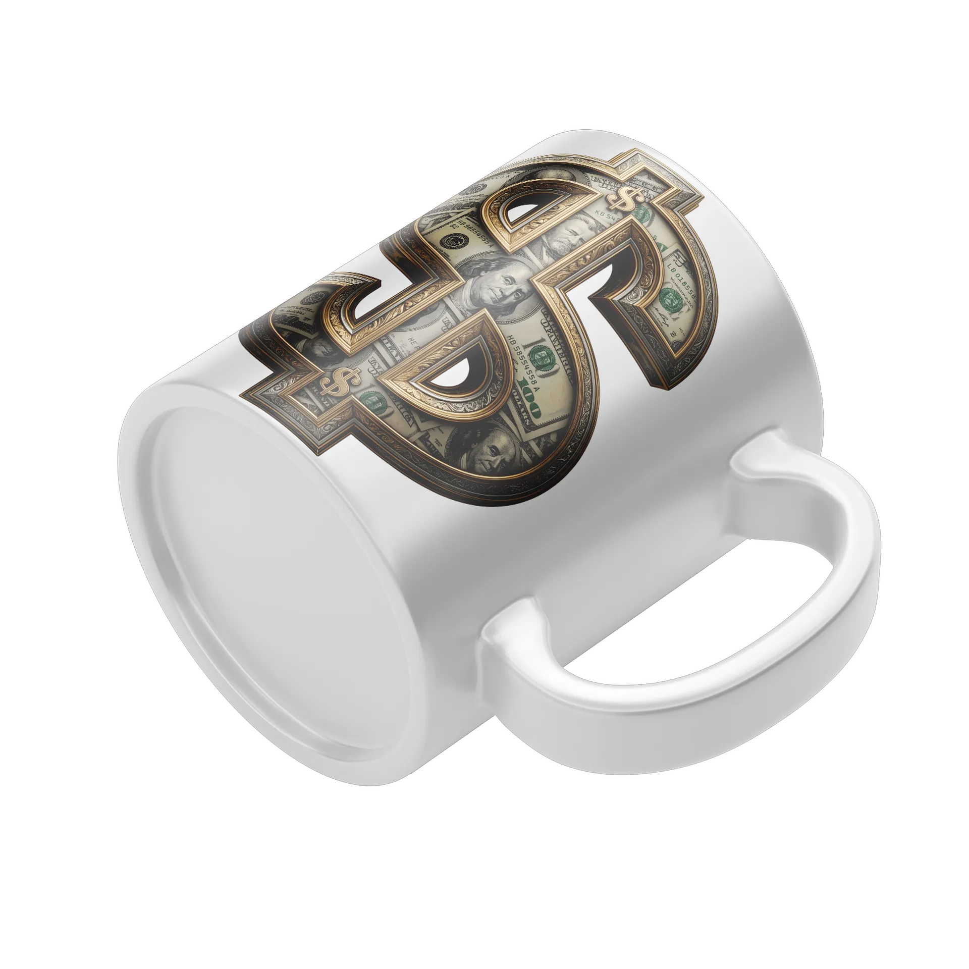 Caneca Porcelana Símbolo Dólar 325ml - Imagem 4