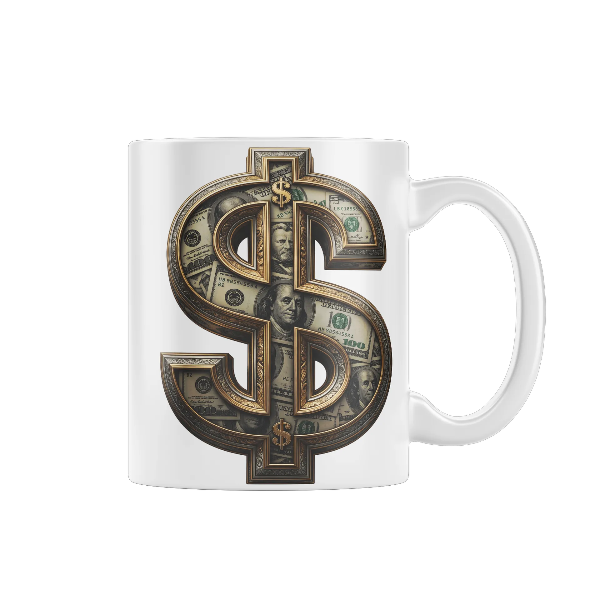 Caneca Porcelana Símbolo Dólar 325ml - Imagem 1