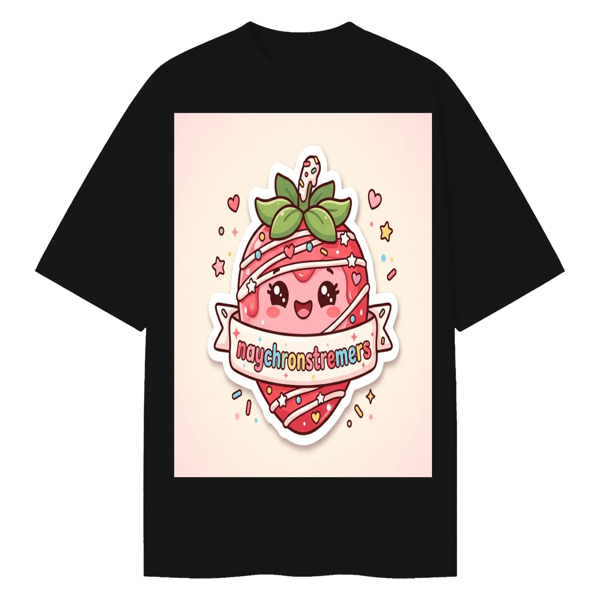 Camiseta Oversized Morango Cartoon 'naychronstreamers' - Imagem 1