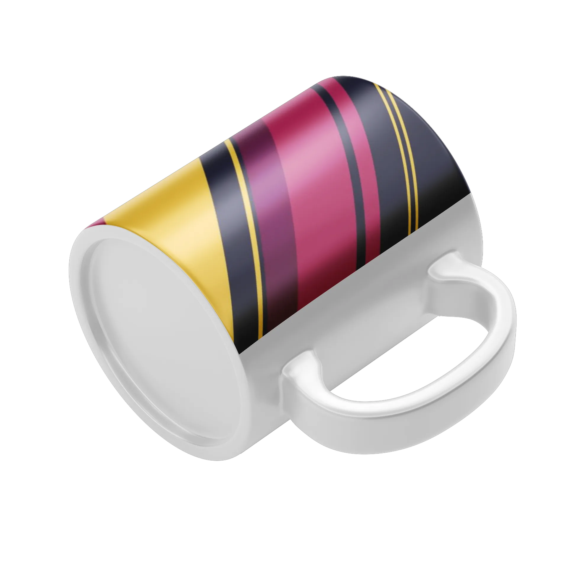 Caneca Porcelana Listras Amarelas Vermelhas 325ml - Imagem 4