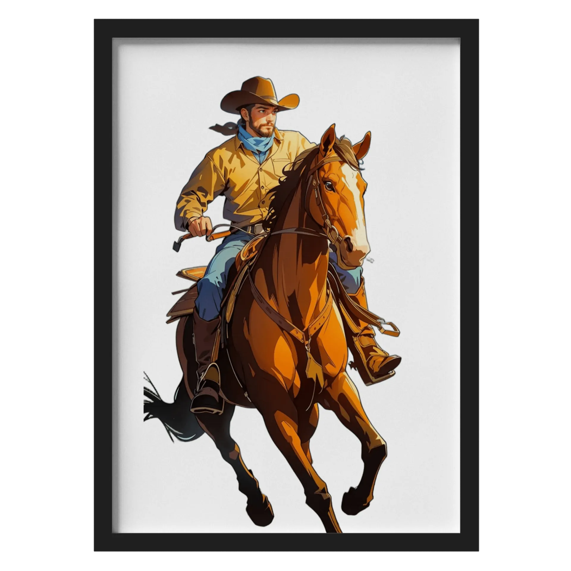 Quadro Cavaleiro Montado A3 MDF e Vidro - Imagem 1