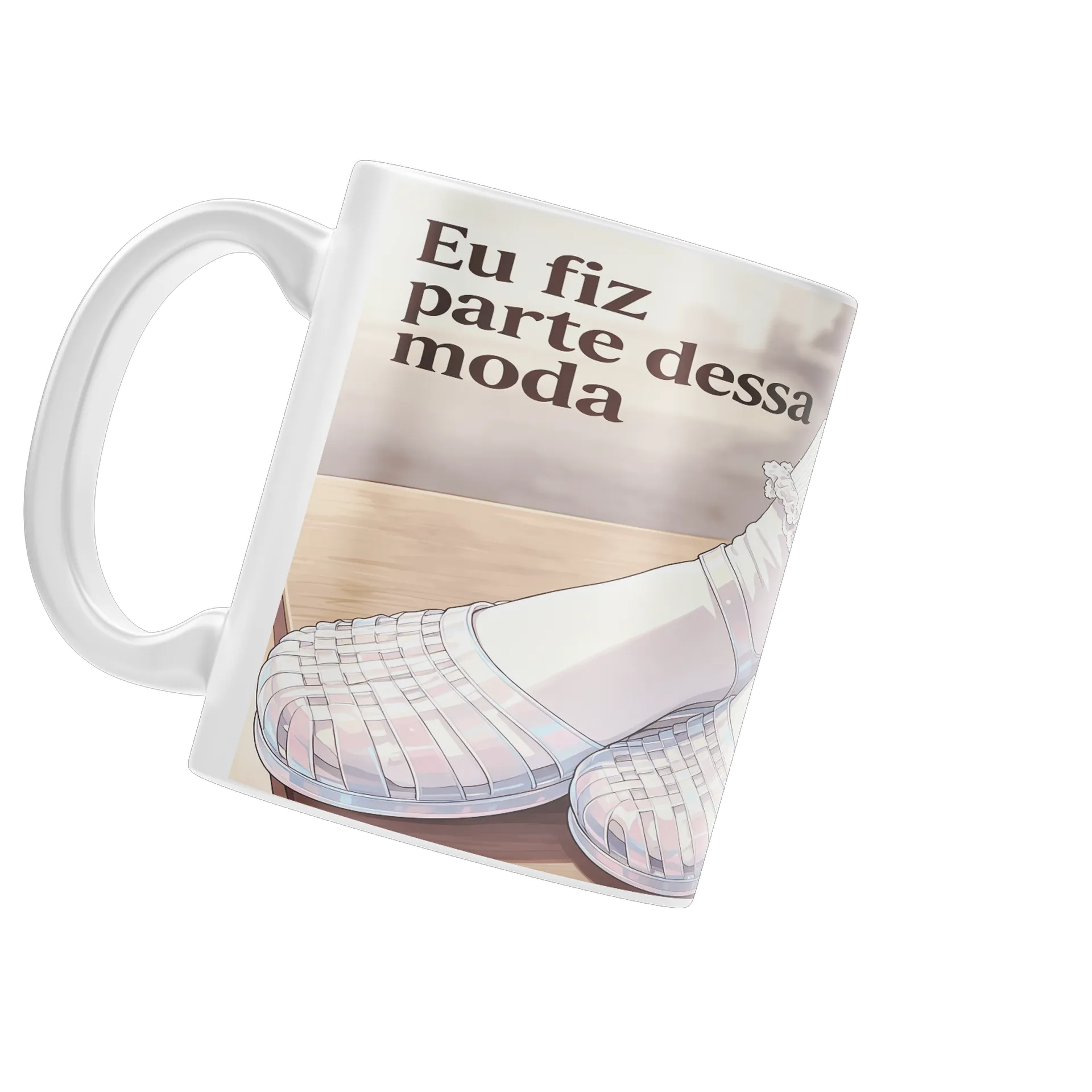 Caneca Porcelana Estampa Sapatos Brancos 325ml - Imagem 4