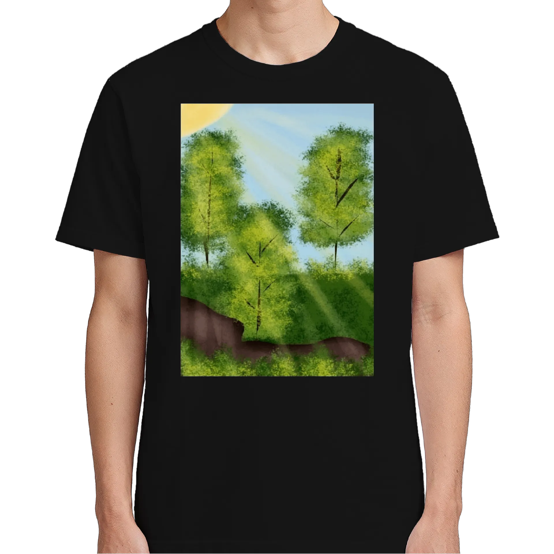Camiseta Paisagem de Floresta em Estilo Pintura 100% Algodão - Imagem 4