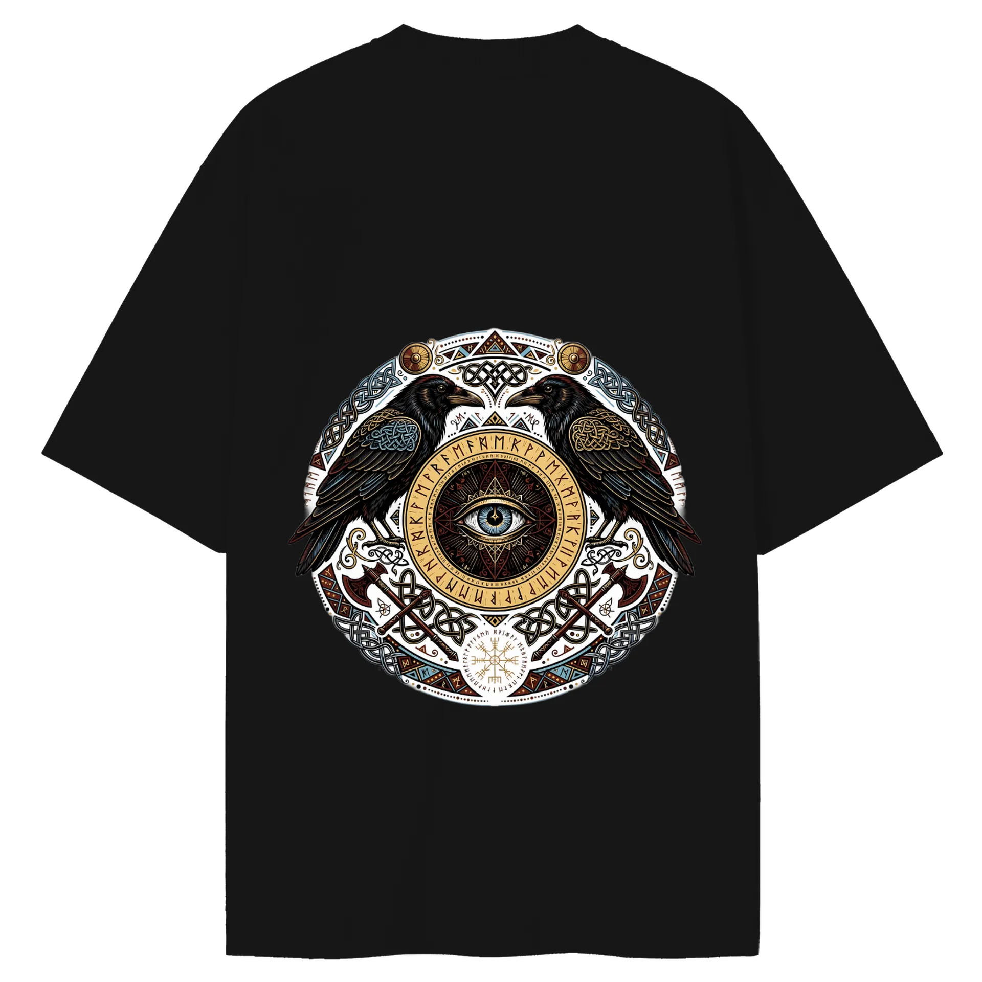 CAMISETA OVERSIZE CORVOS DE ODIN - HUGIN E MUNIN - Imagem 4