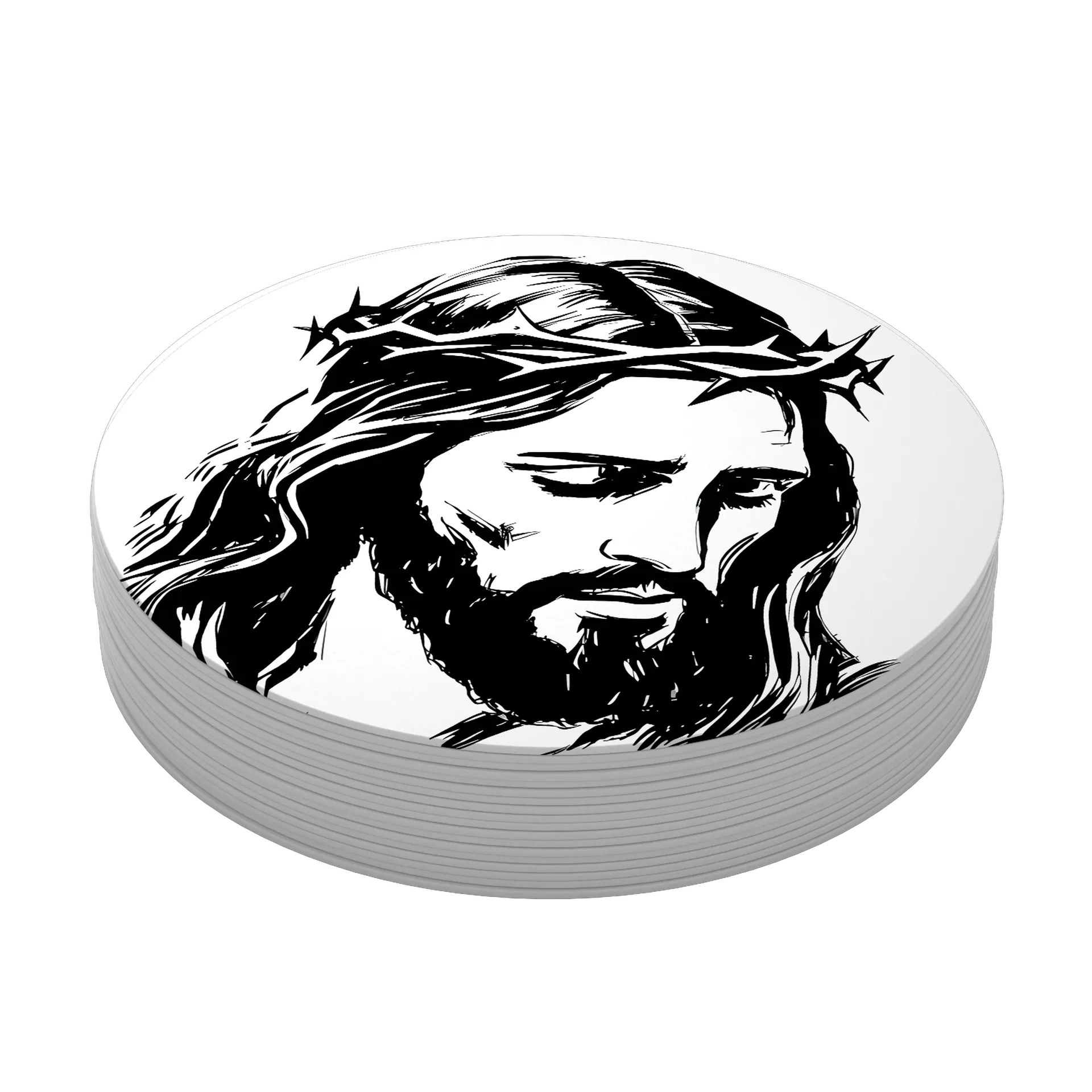 Porta-copo Jesus Cristo Crowned Print MDF - Imagem 3