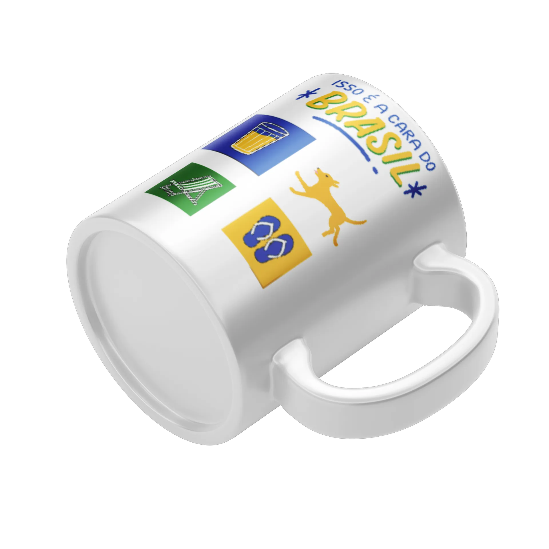 Caneca Porcelana Brasil Cachorro Bandeira 325ml - Imagem 4