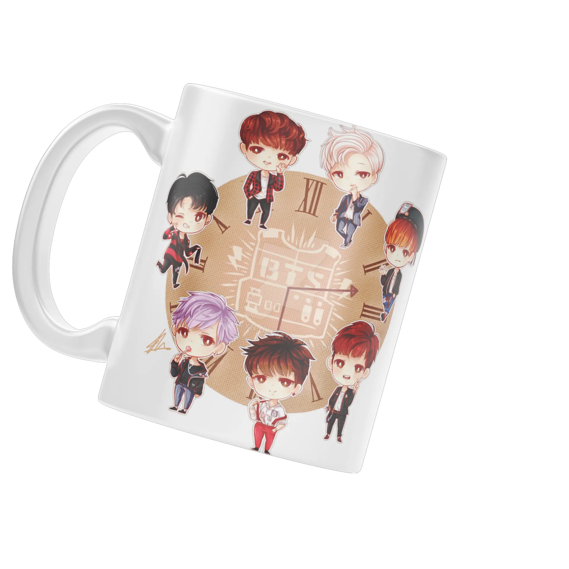 Caneca Porcelana Personagens Estilo Chibi Branco 325ml - Imagem 3