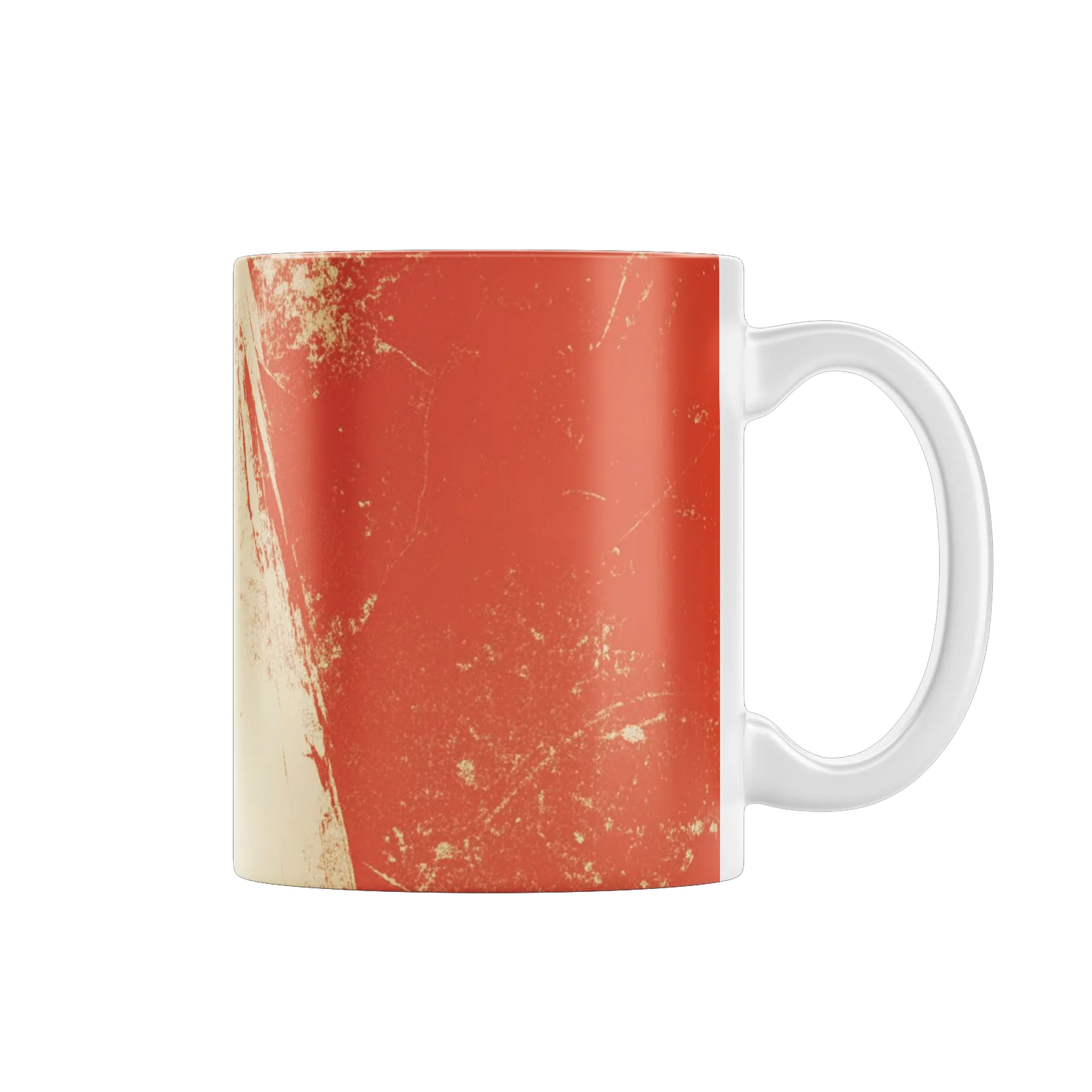 Caneca Porcelana Paisagem Retro Laranja Azul 325ml - Imagem 1