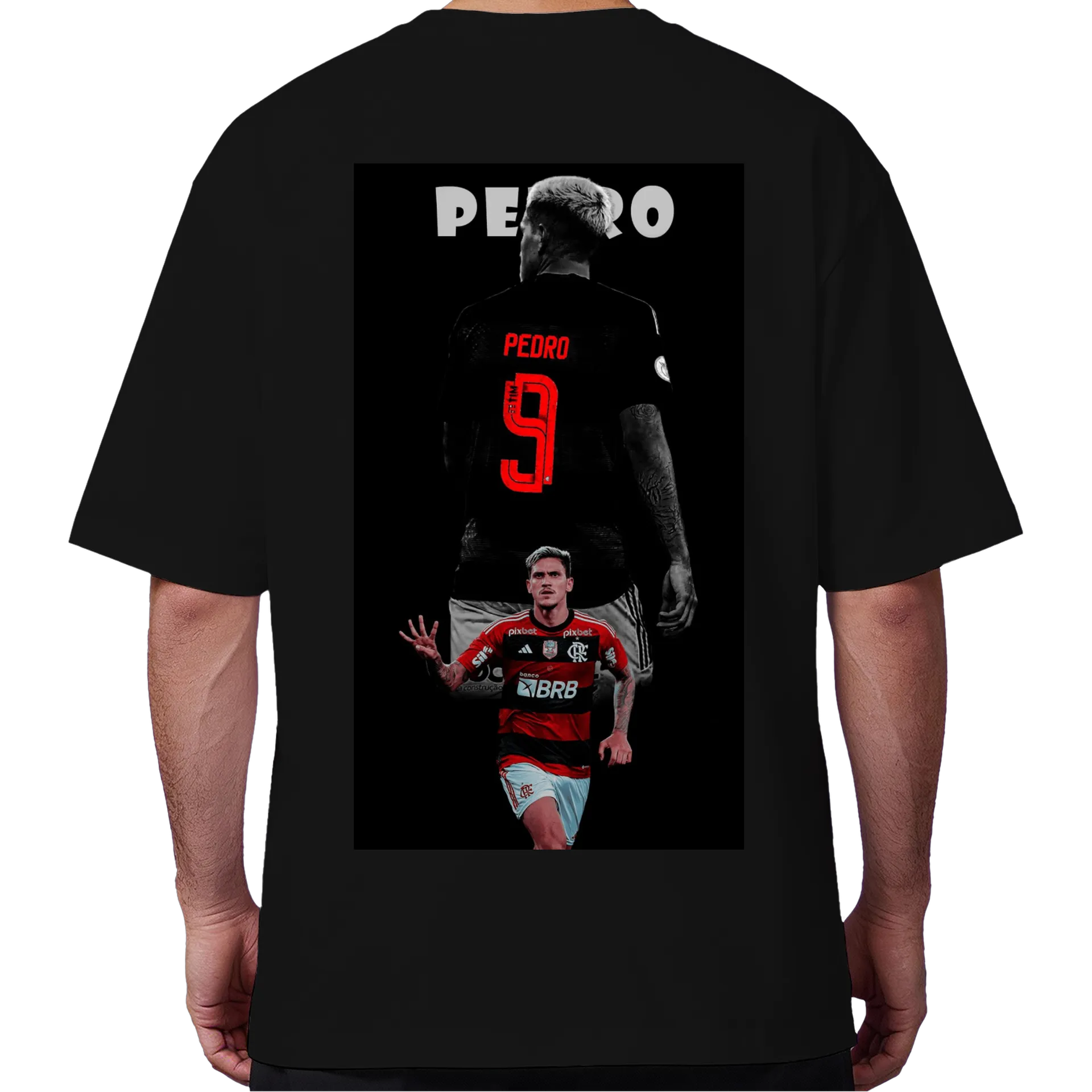 Camiseta Oversized Pedro 9 Flamengo Estampa Vermelha 100% - Imagem 6