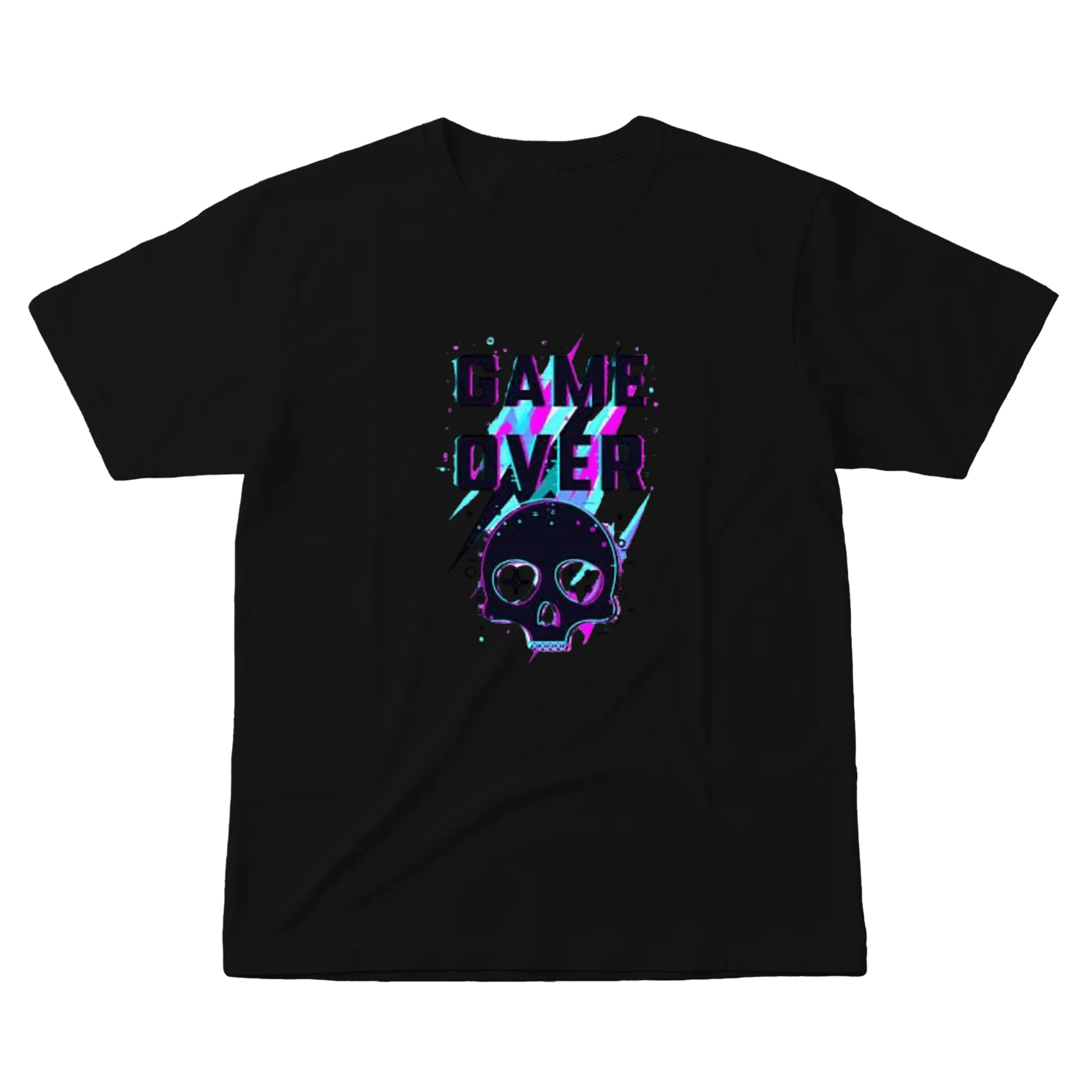 Camiseta Estampa Caveira Game Over 100% Algodão - Imagem 1