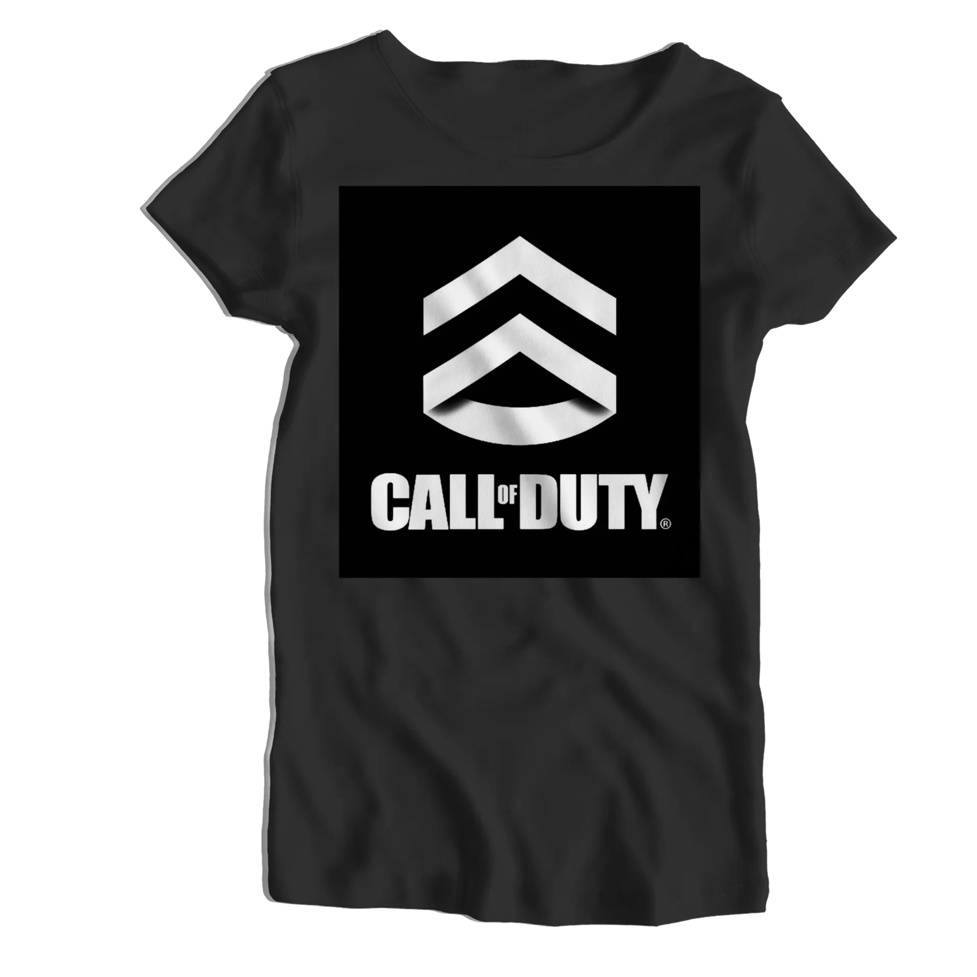 Camiseta Babylook Logo Call of Duty Branco e Preto 100% - Imagem 1
