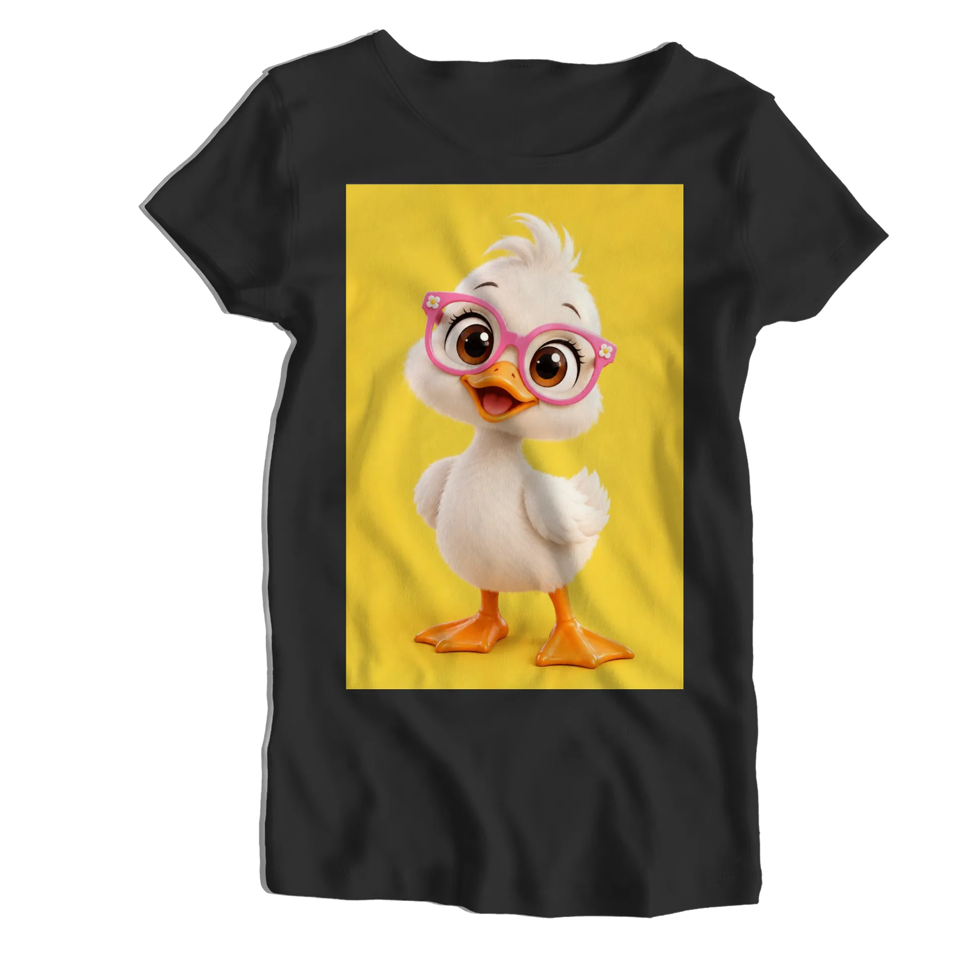 Camiseta Babylook Patinho de Óculos Rosa 100% Algodão - Imagem 1