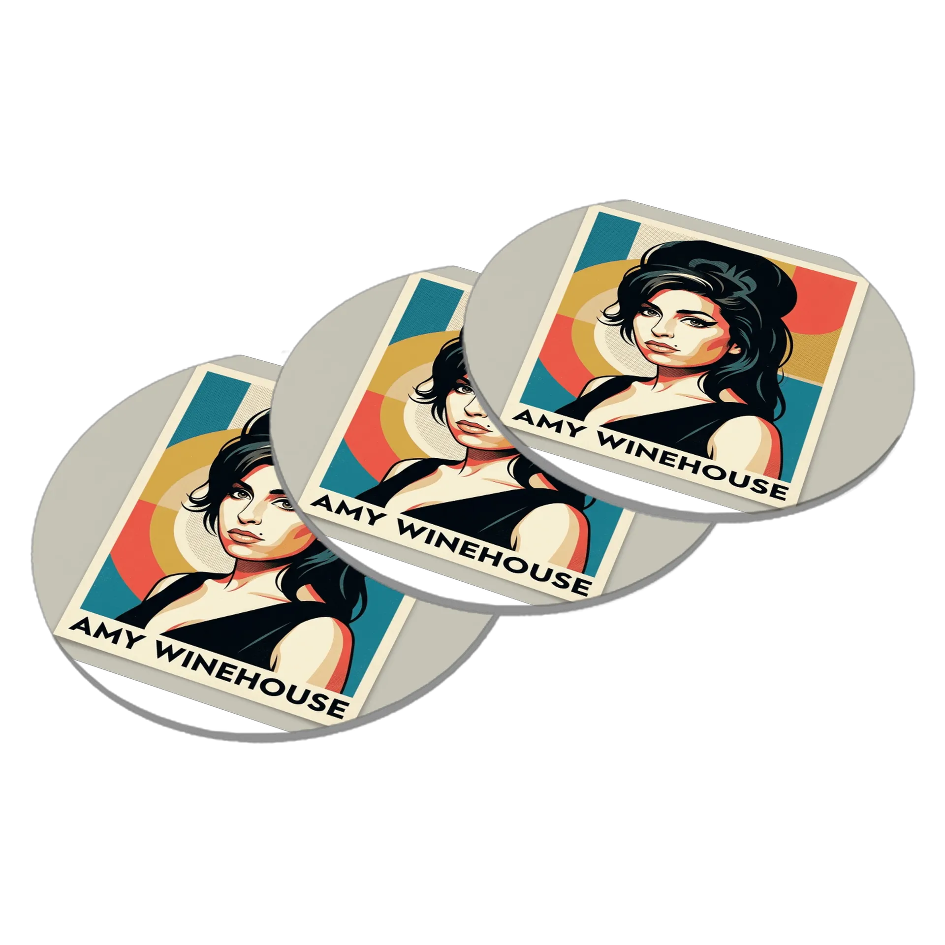 Porta-copo Amy Winehouse Retrô MDF em Cores Geométricas de Caneca Store — imagem 2 de 3