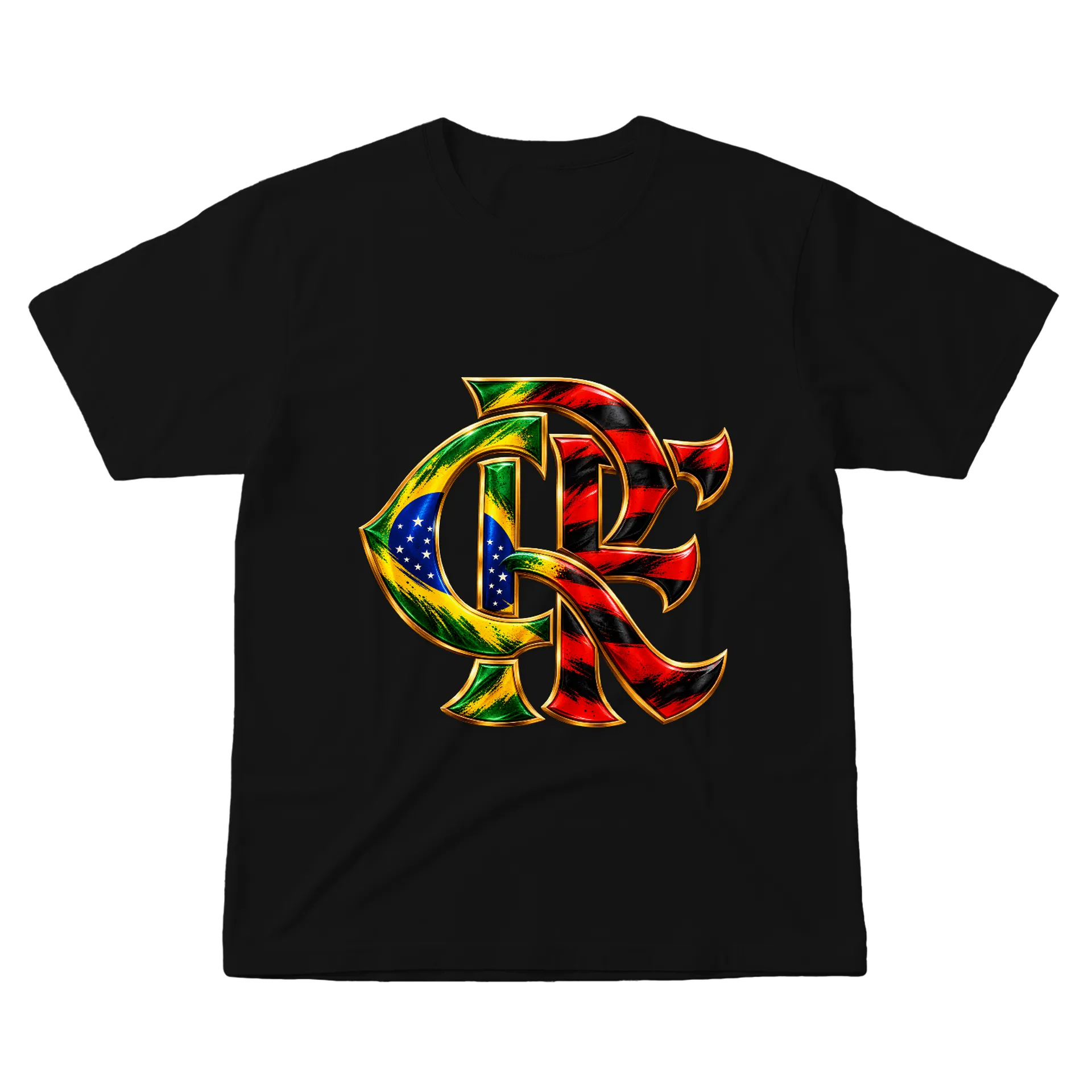 Camiseta Logo Flamengo Estilizado Brasil 100% Algodão - Imagem 2