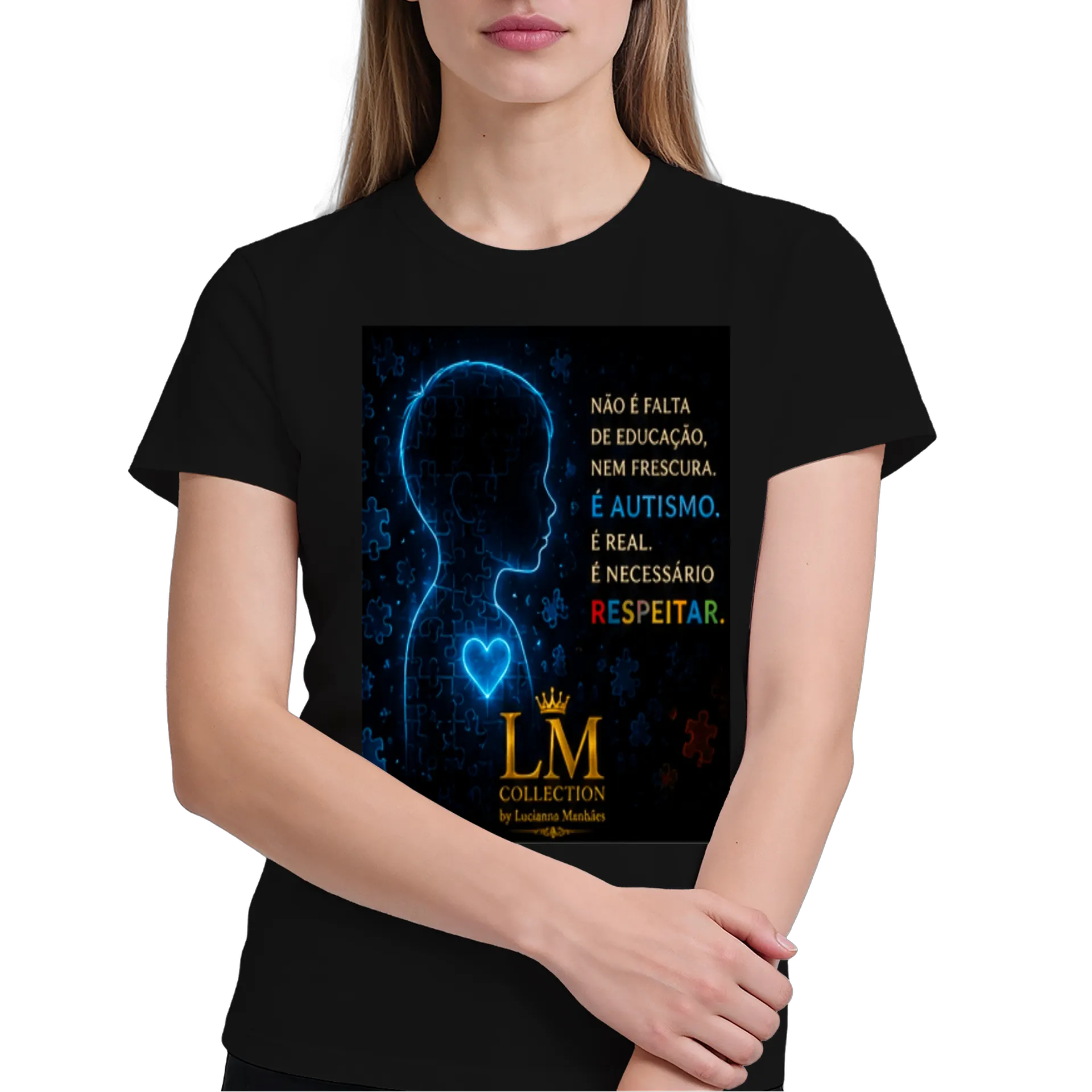 Camiseta Estampa Autismo Azul 100% Algodão - Imagem 4