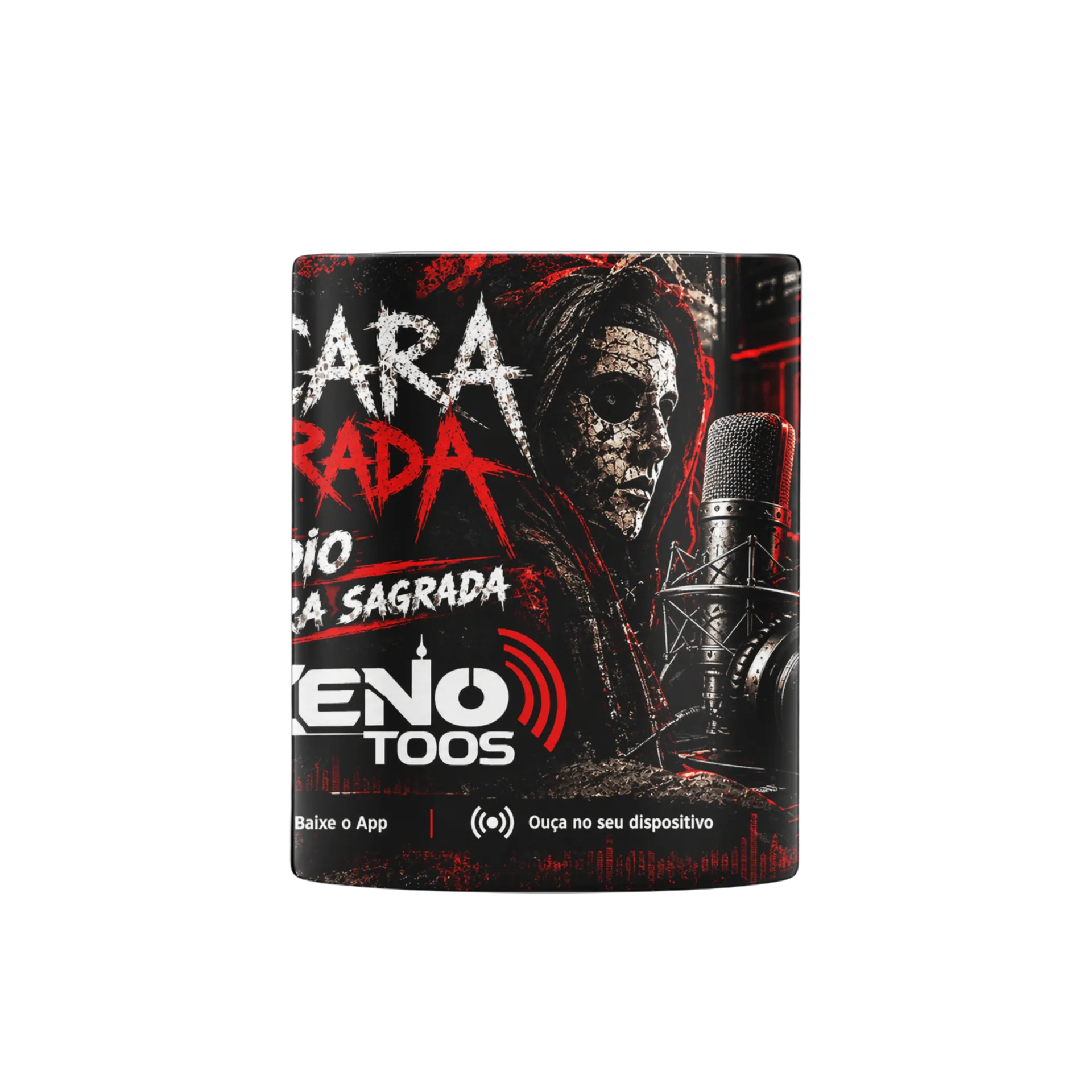 Caneca Rádio Cascara Sagrada Estilo Grunge Preto Vermelho - Imagem 2