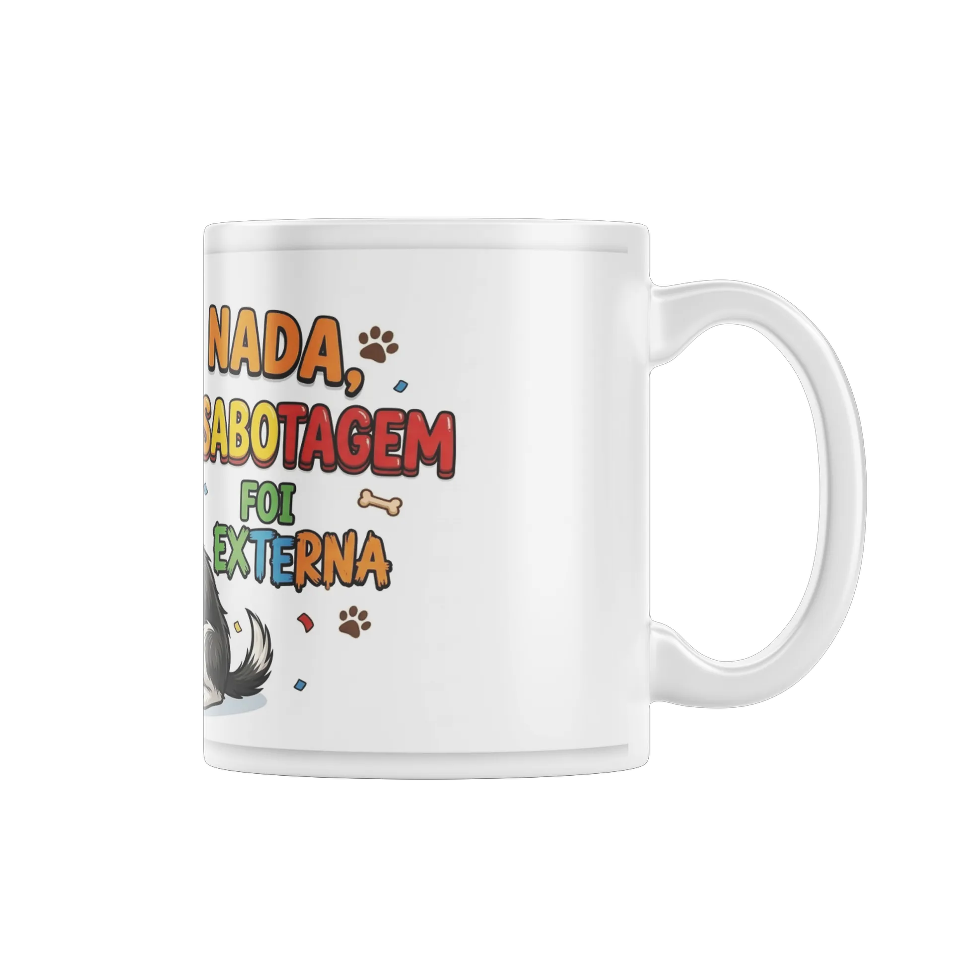 Caneca Cachorro Sapato Rasgado Estampa Cartoon 325ml - Imagem 1