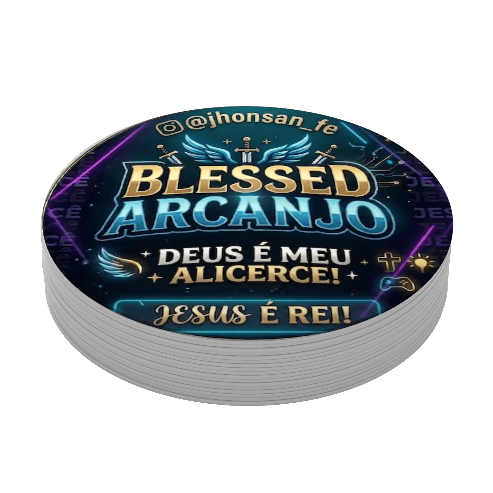 Porta-copo MDF Blessed Arcanjo Deus é Meu Alicerce - Imagem 4