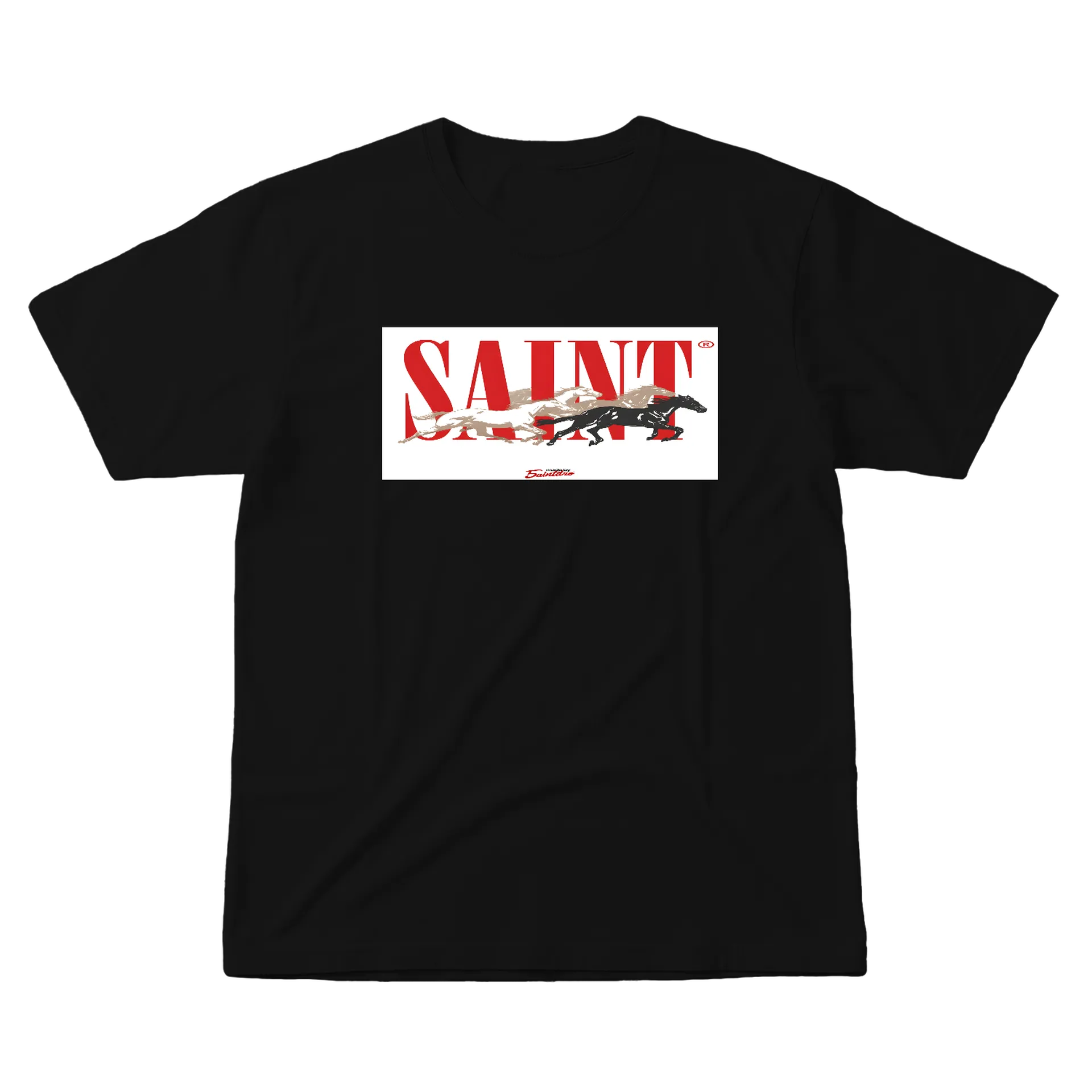 Camiseta Estampa Tipográfica Saint Cavalos Correndo 100% - Imagem 1