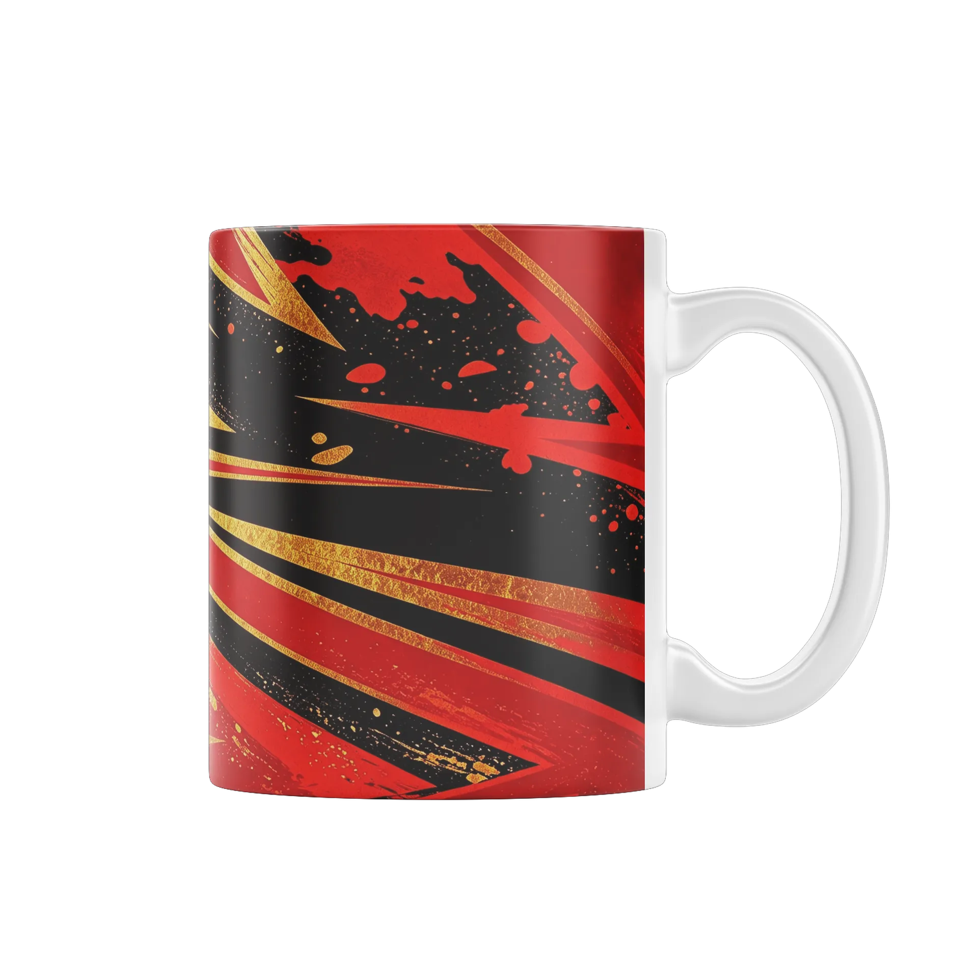 Caneca Estampa Abstrata Vermelho Dourado 325ml - Imagem 1