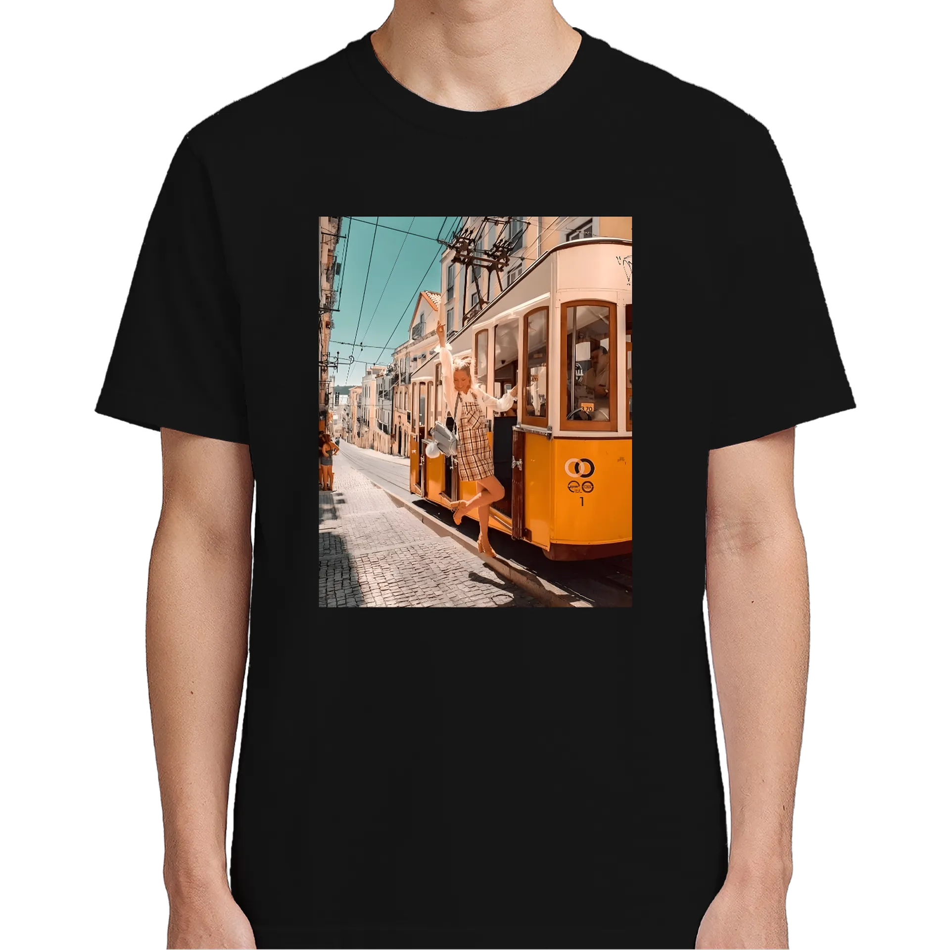 Camiseta Fotografia de Mulher no Bonde Amarelo 100% Algodão de danielaugusto25k — imagem 4 de 6