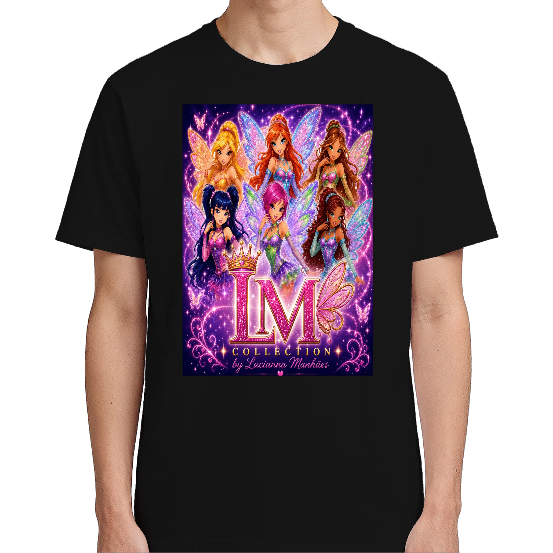 Camiseta Personalizada Estampa Preto e Roxo 100% Algodão - Imagem 5
