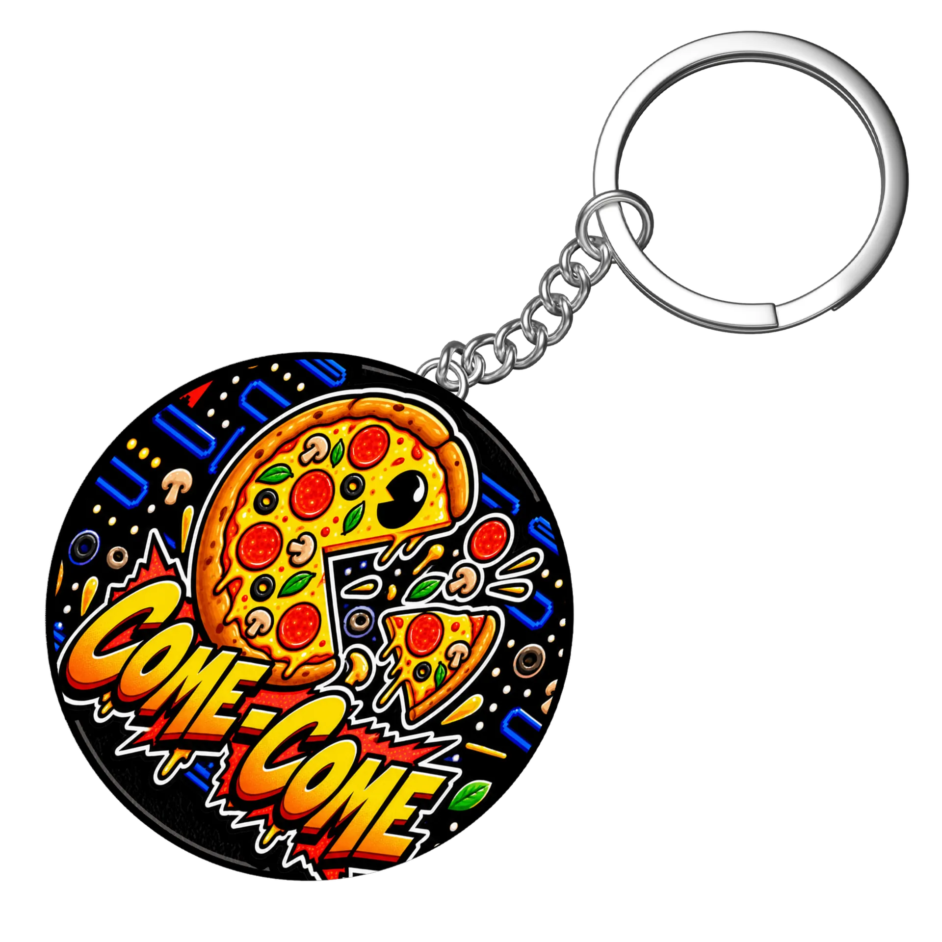 Chaveiro MDF Pizza COME-COME Estampa Tipográfica Come Come de PRISMA GAMER — imagem 3 de 3