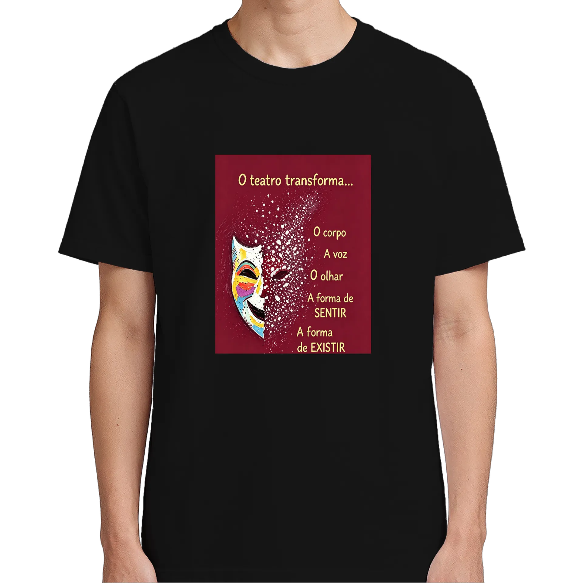 Camiseta Estampa Máscara Artística 100% Algodão - Imagem 5