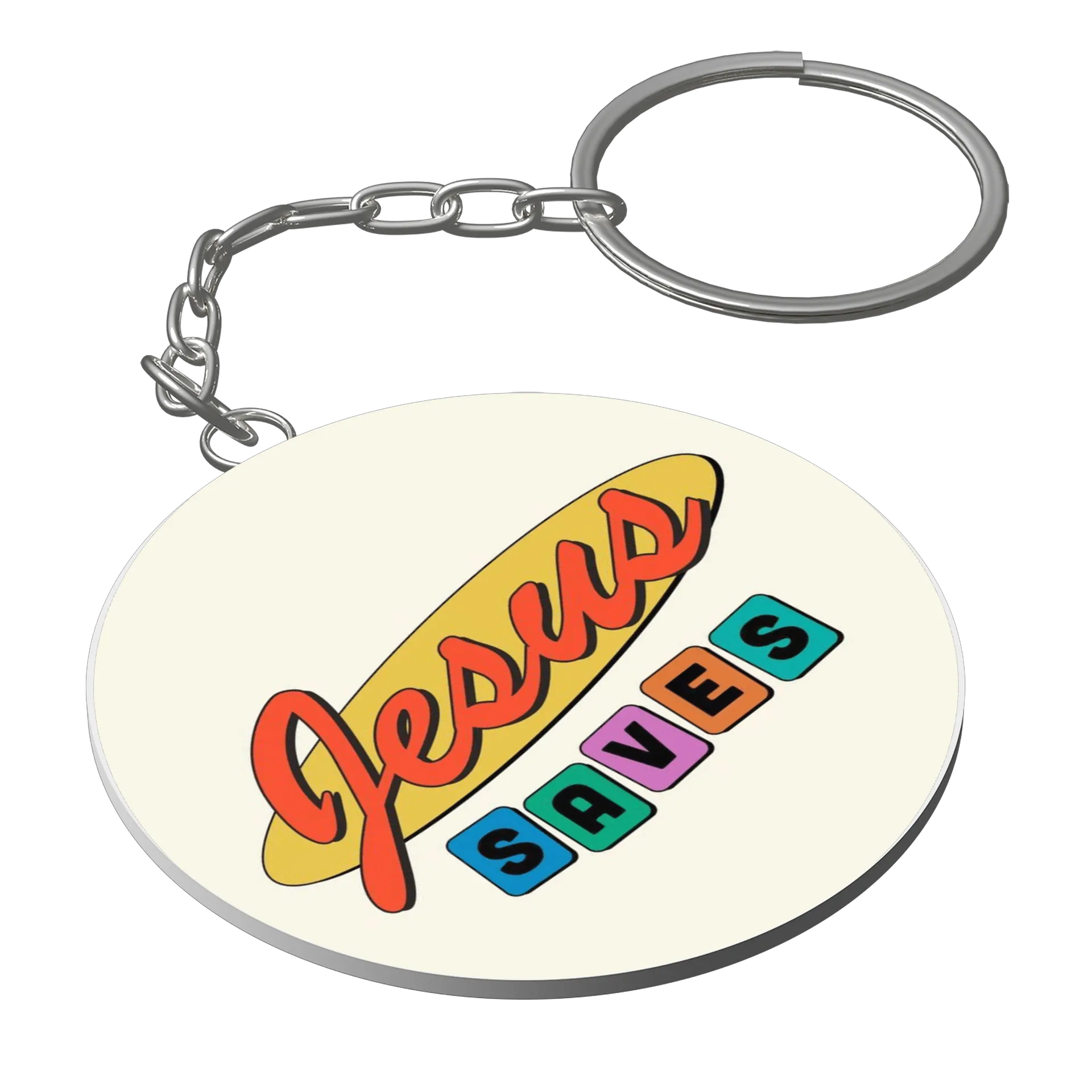 Chaveiro MDF Jesus Saves Estampa Stilized de Teologia Entusiasta — imagem 1 de 3