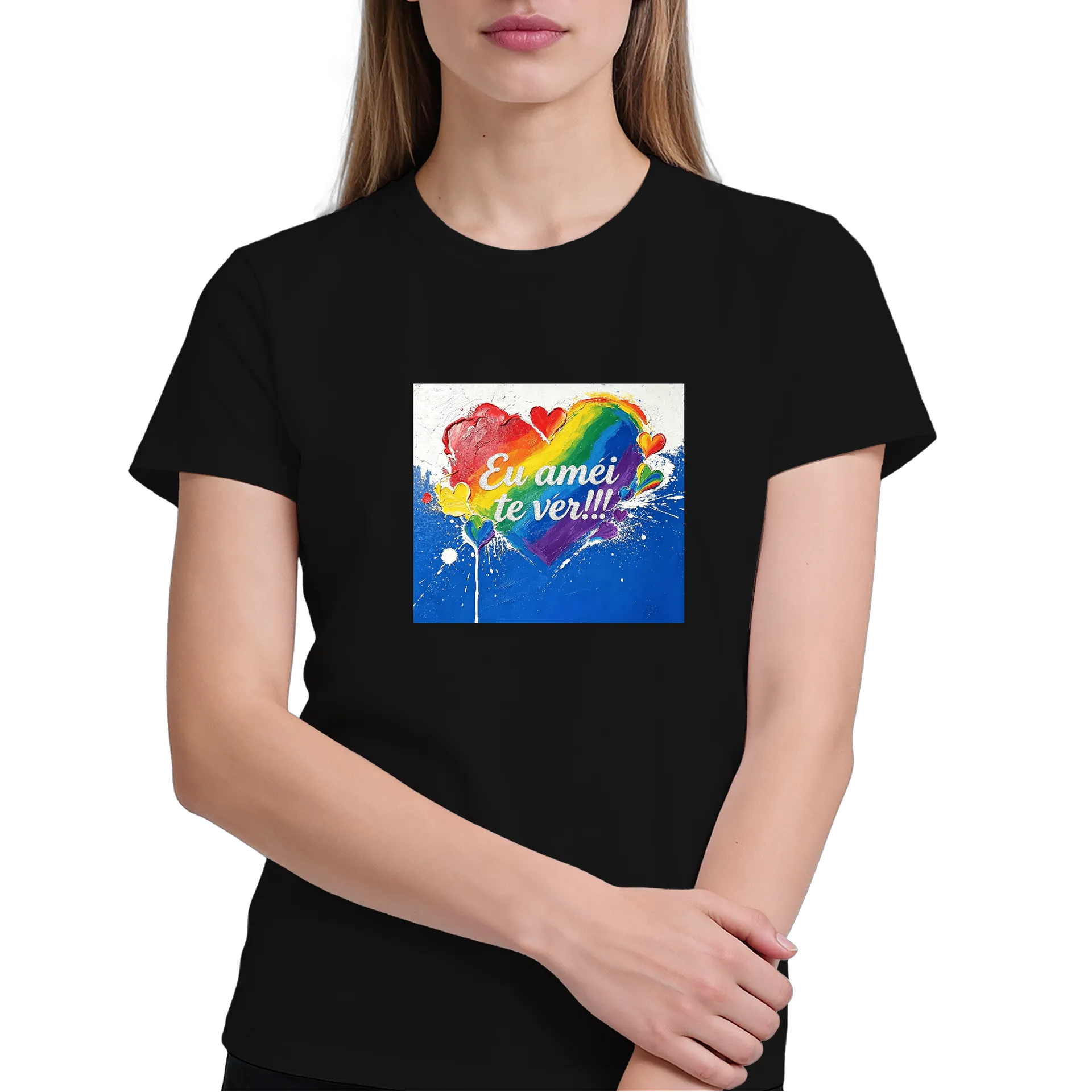 Camiseta Estampa Coração Colorido 100% Algodão - Imagem 3