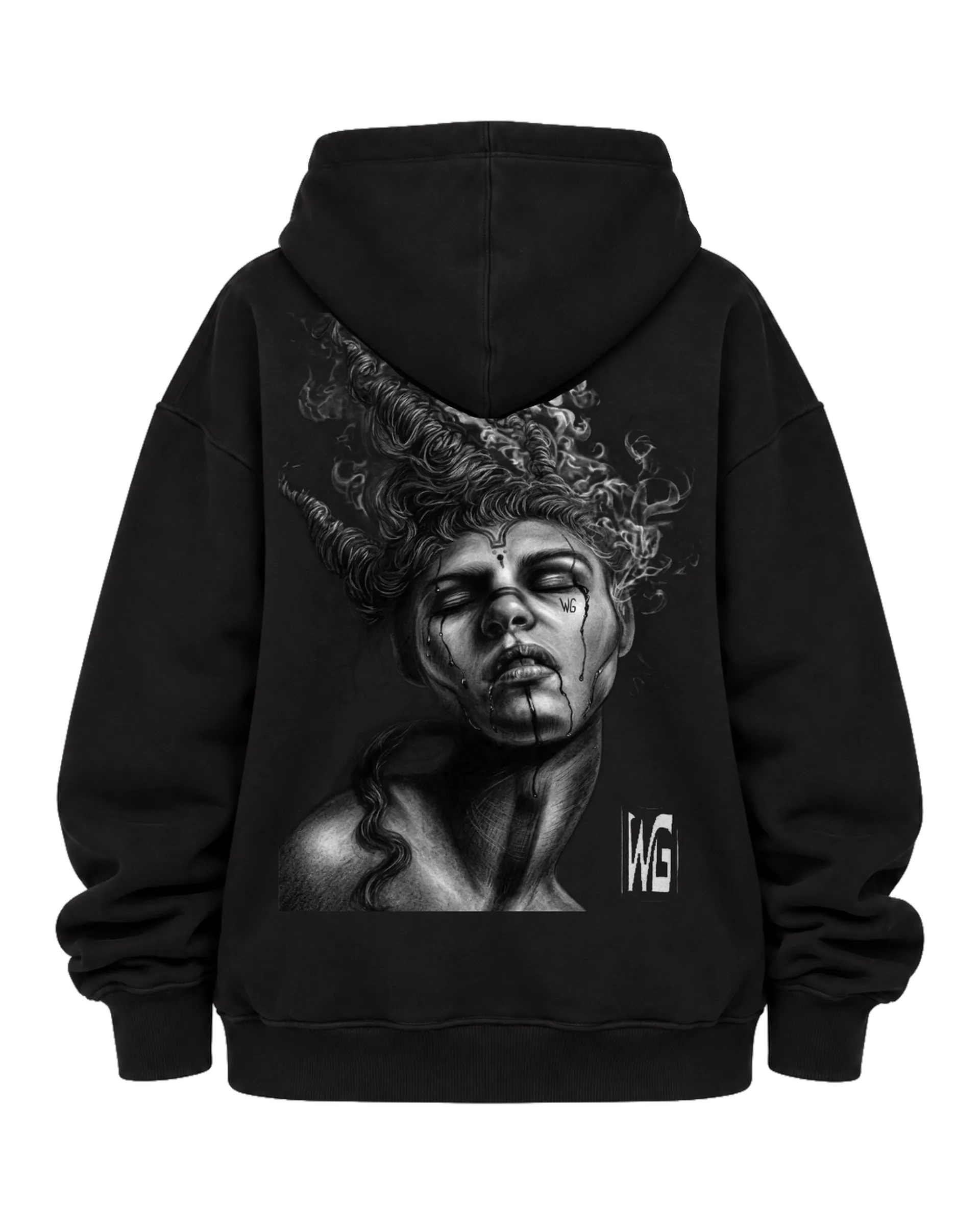 Blusa Moletom Canguru Retrato Realista Monocromático Felpada - Imagem 6