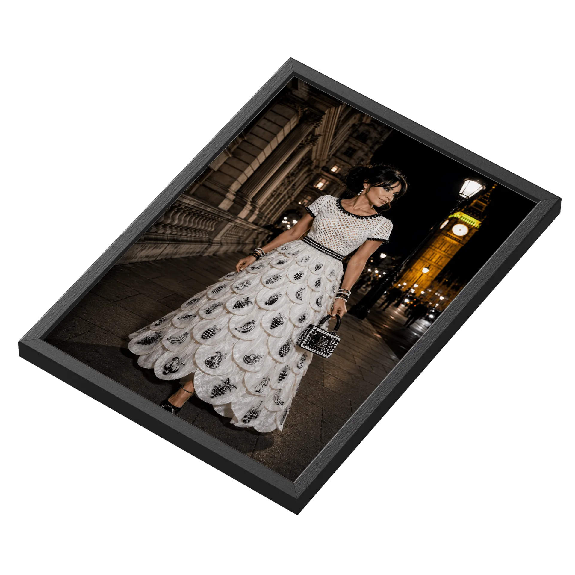 Quadro Vestido Branco Estilo Gala A3 MDF e Vidro - Imagem 3