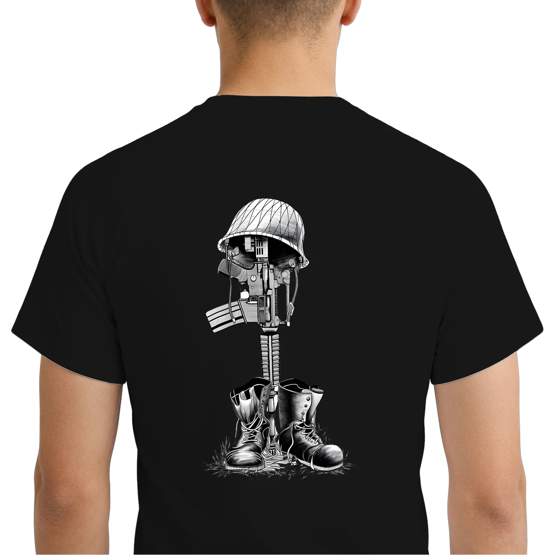 Camiseta Dry Fit Ilustração de Rifle e Capacete em Preto e de D'ZARMY TACTICAL COMBAT WEAR  — imagem 6 de 6