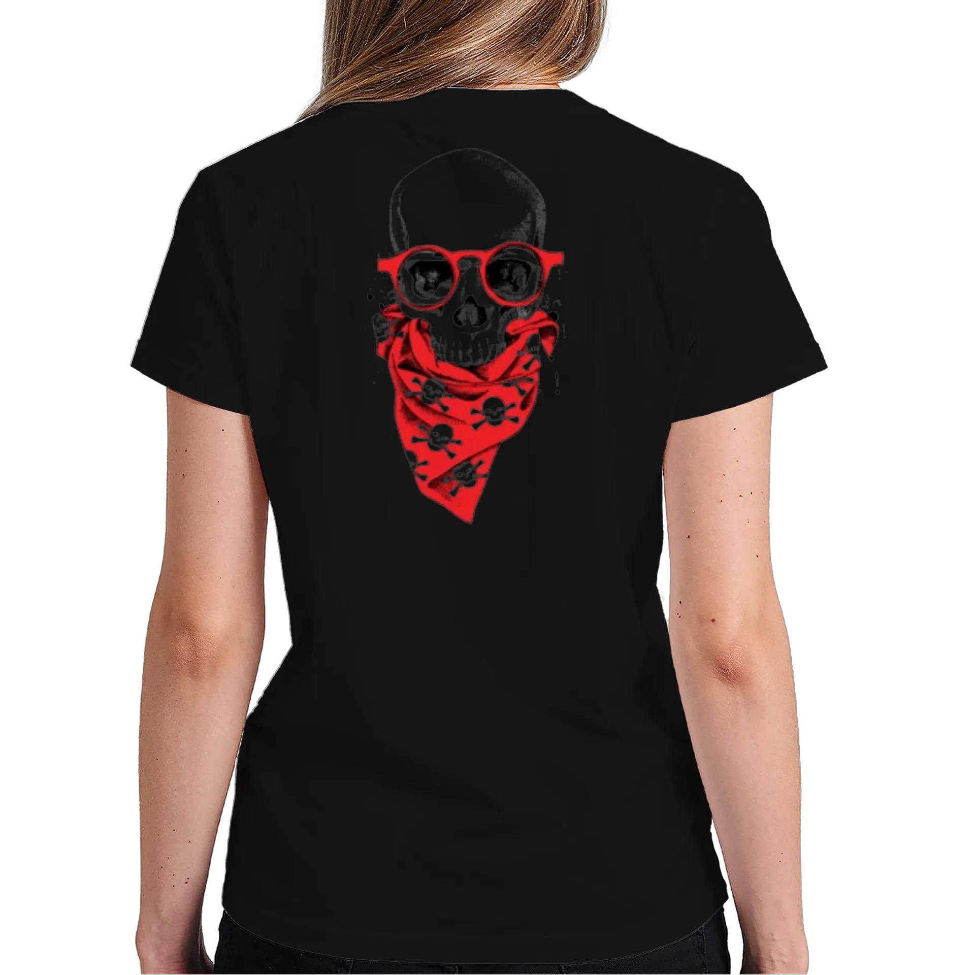 Camiseta Caveira Óculos e Lenço Estampa Personalizada 100% - Imagem 6