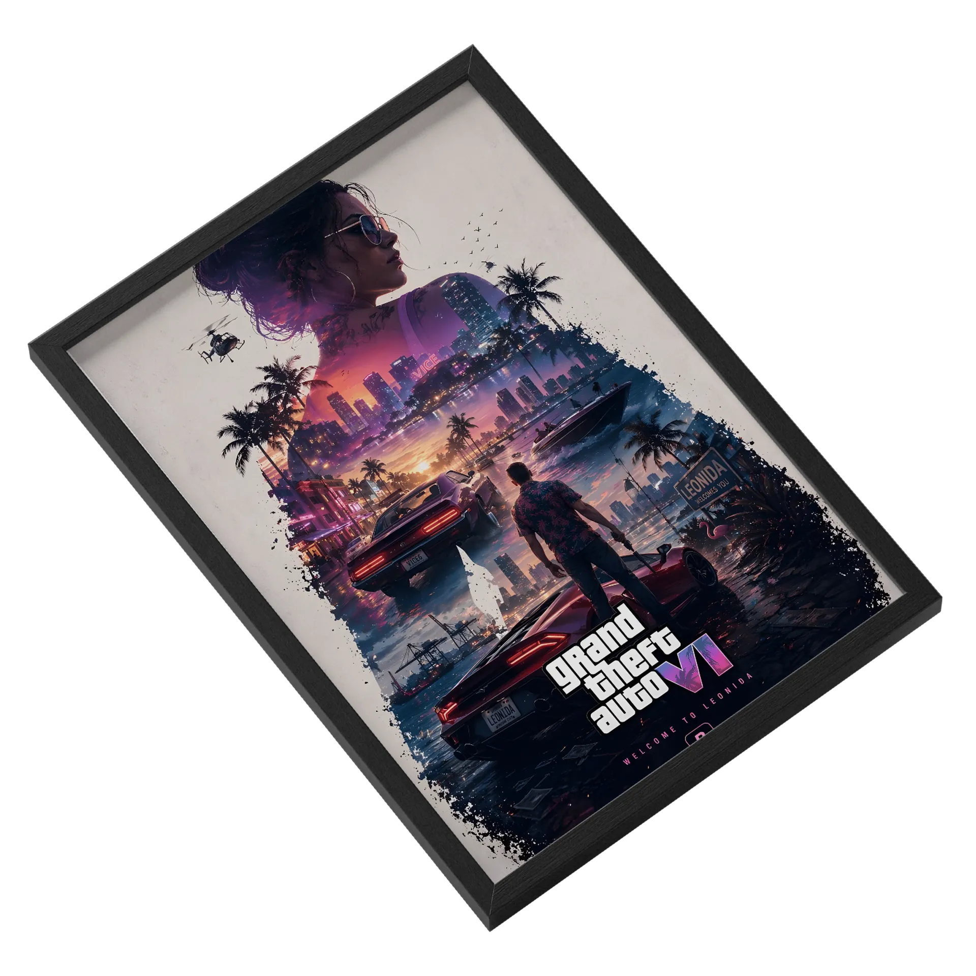 Quadro A3 do Grand Theft Auto VI MOLDURA DE Vidro de VINNY KBULOSO OFICIAL — imagem 2 de 3