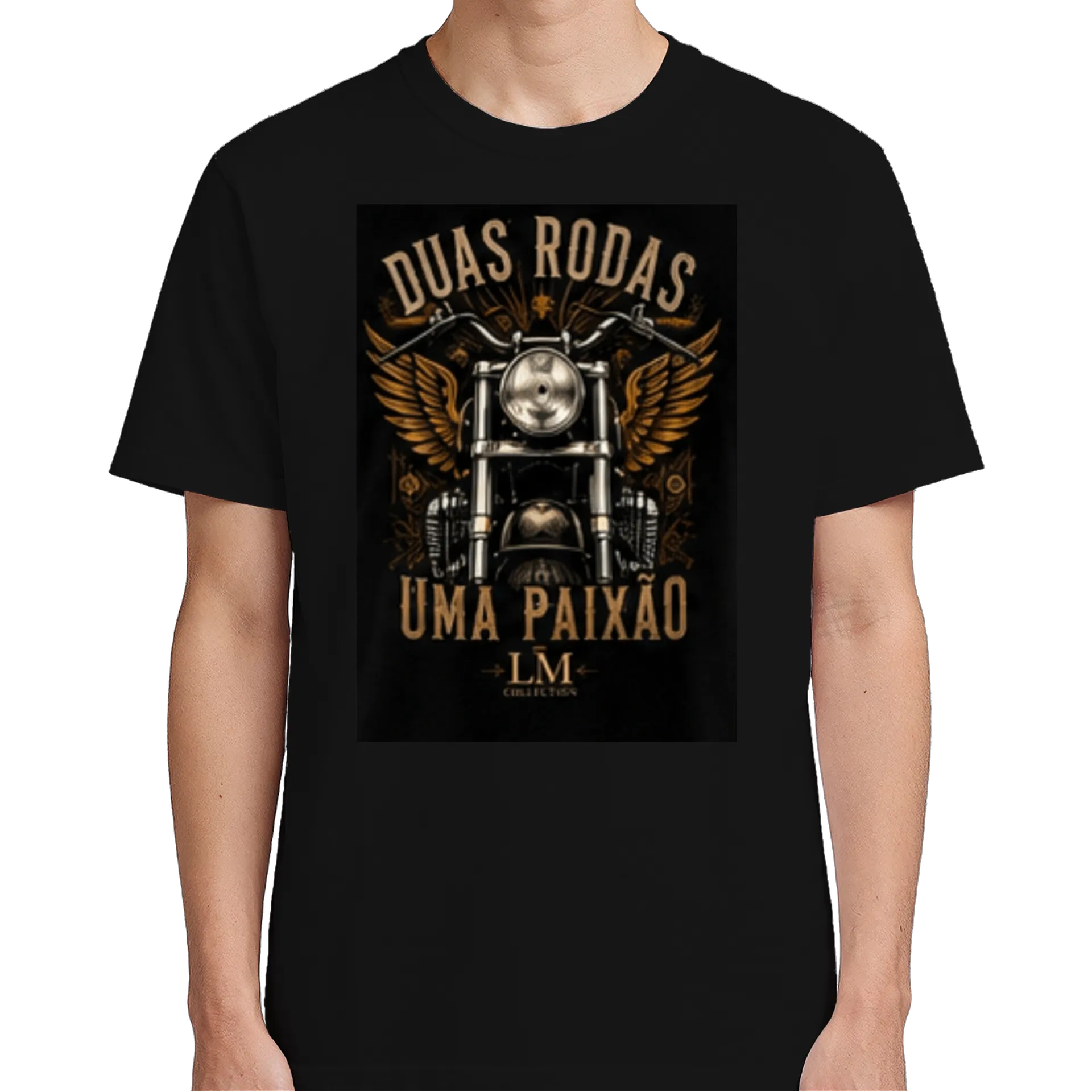 Camiseta Harley Davidson estilo com asa dourada 100% algodão - Imagem 5