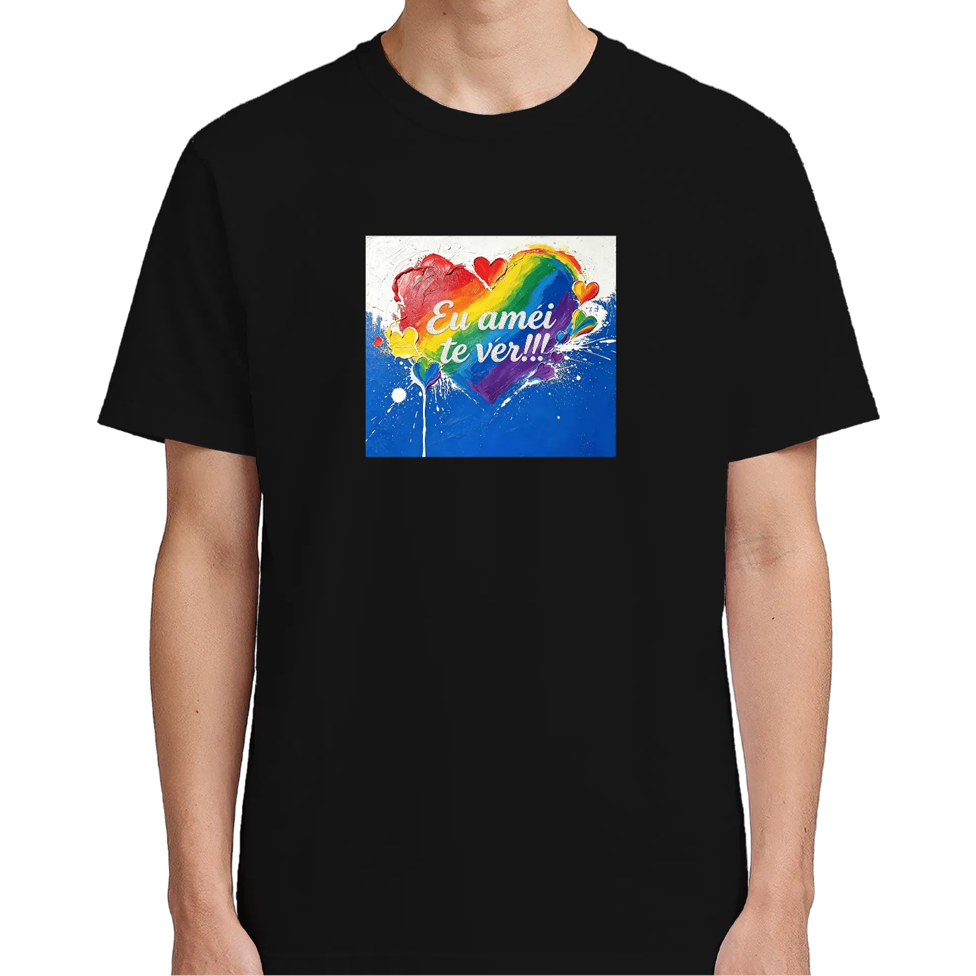 Camiseta Estampa Coração Colorido 100% Algodão - Imagem 4