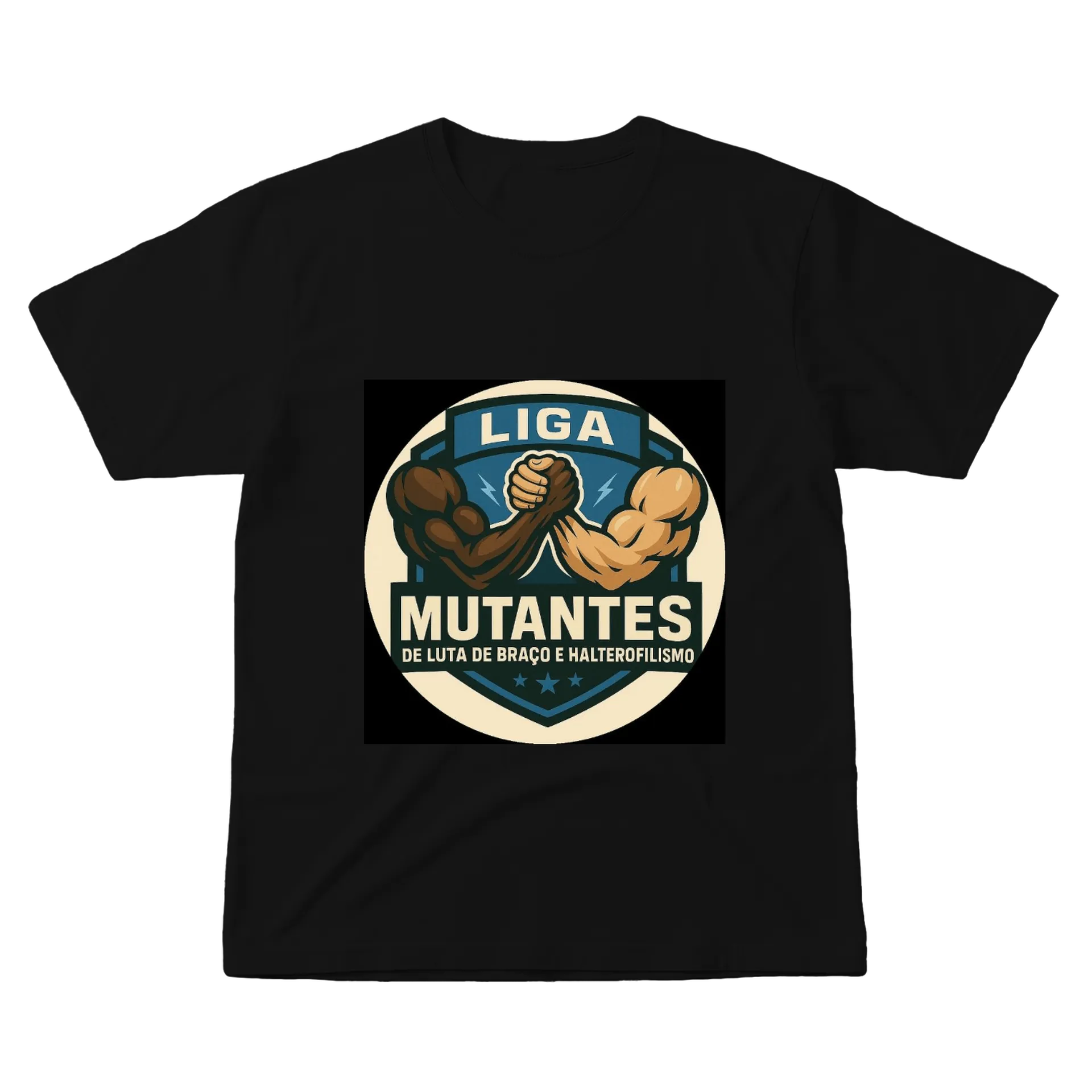 Camiseta Liga Mutantes de Luta de Braço e HSua Criatividade! de Manzap Kong 