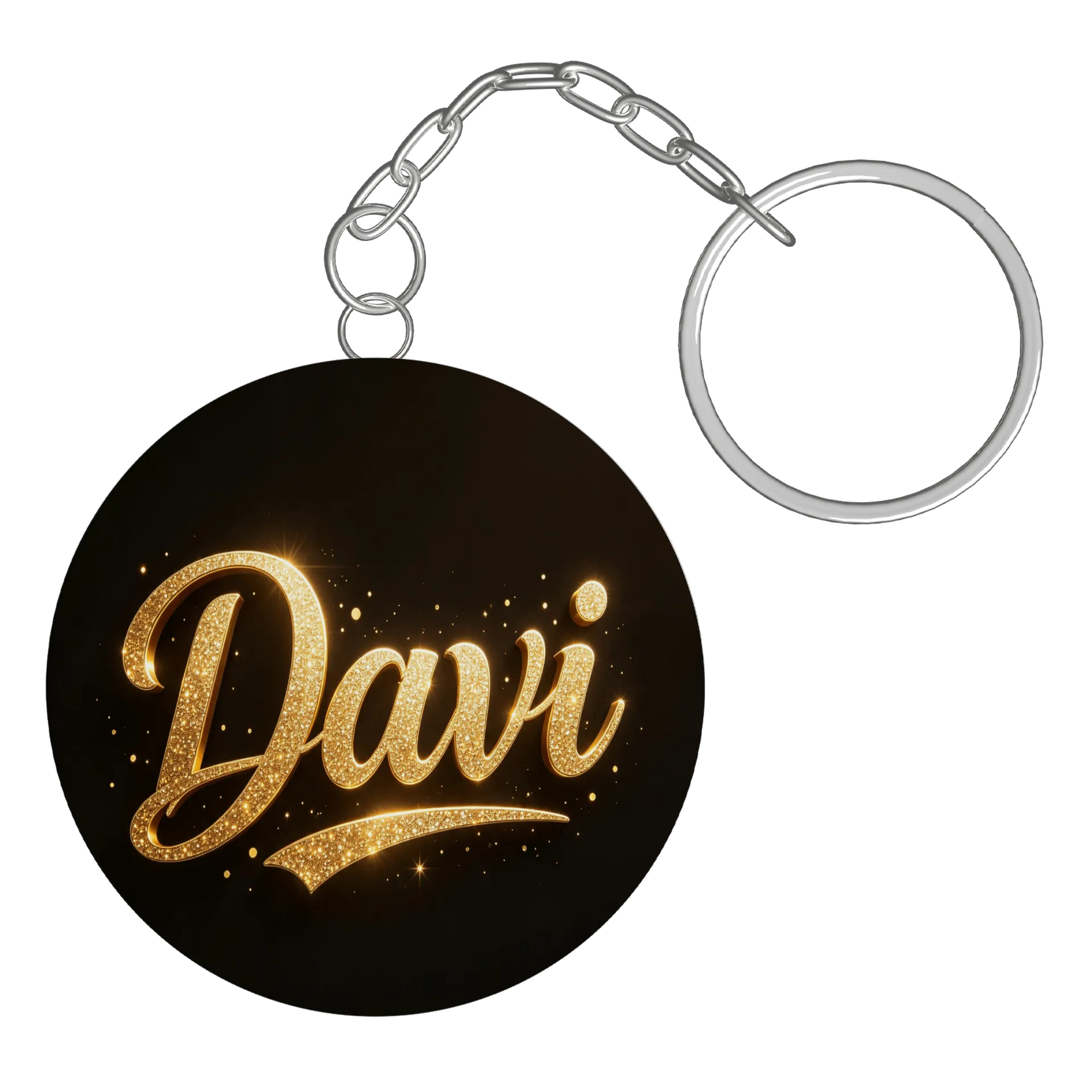 Chaveiro MDF Diamante Glitter Davi Estampa Ouro - Imagem 2