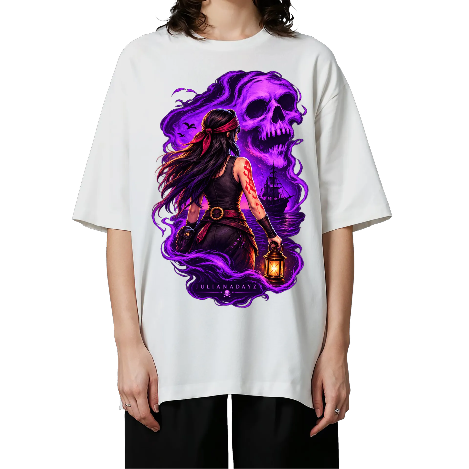 Camiseta Oversized Caveira Espectral Mulher - Imagem 3