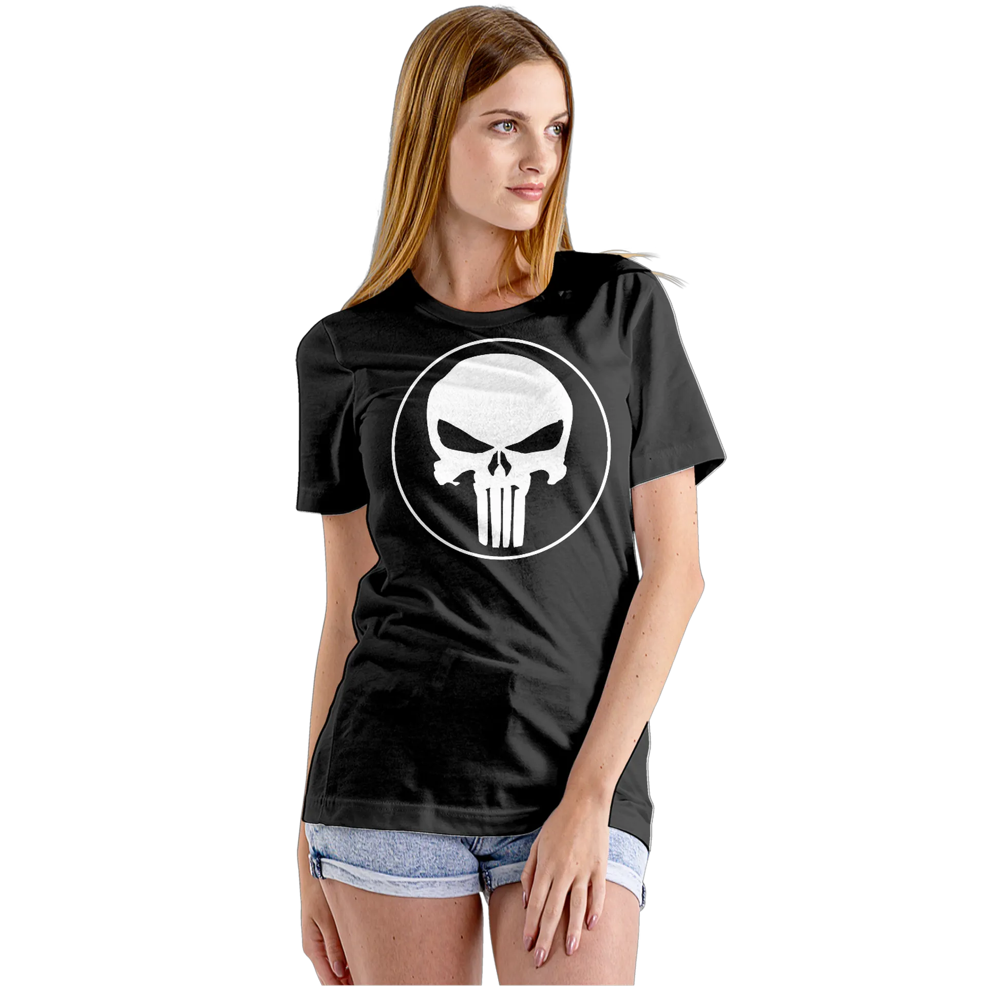 Camiseta Babylook Caveira Monocromática 100% Algodão - Imagem 5