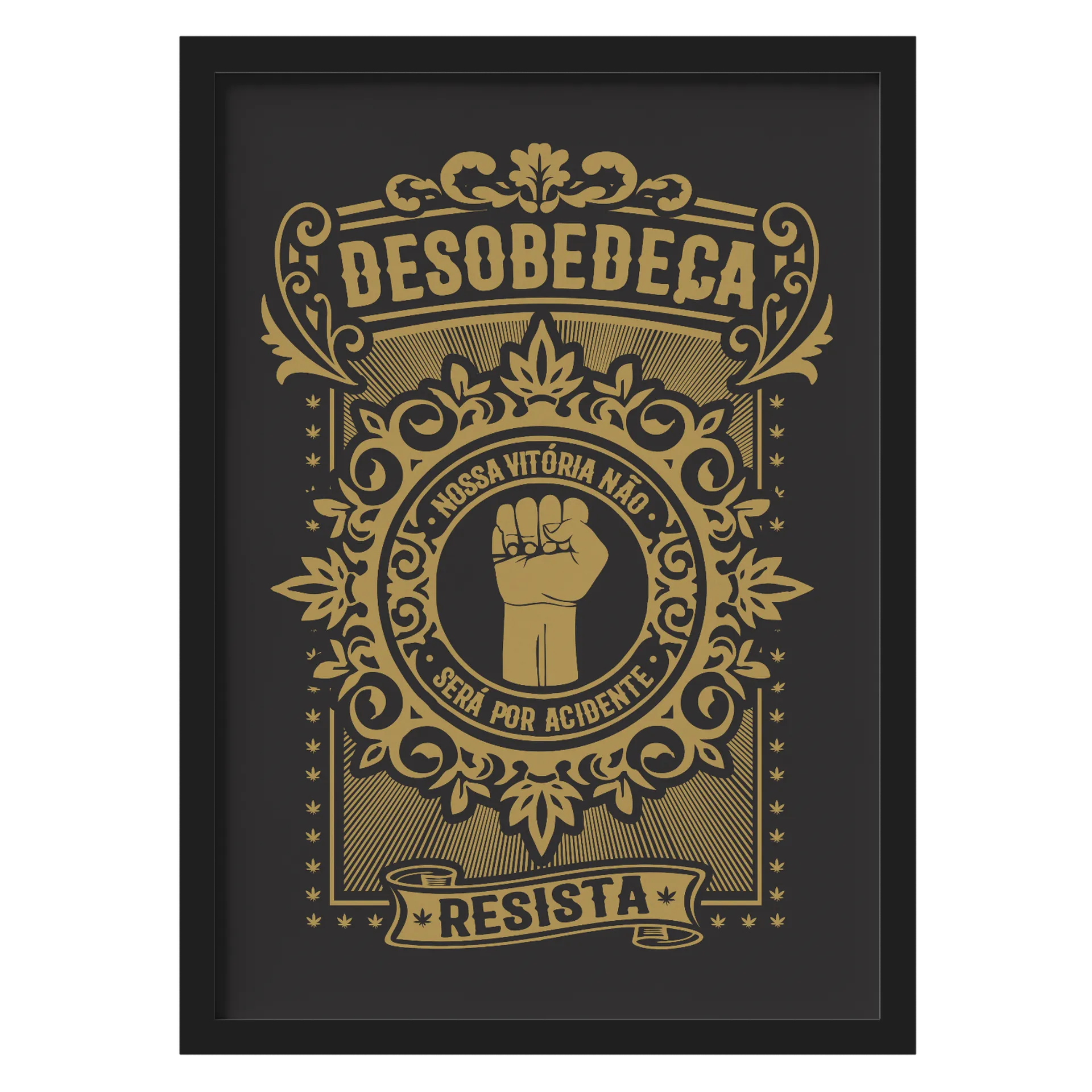 Quadro Desobediência Resistência A3 Madeira - Imagem 1