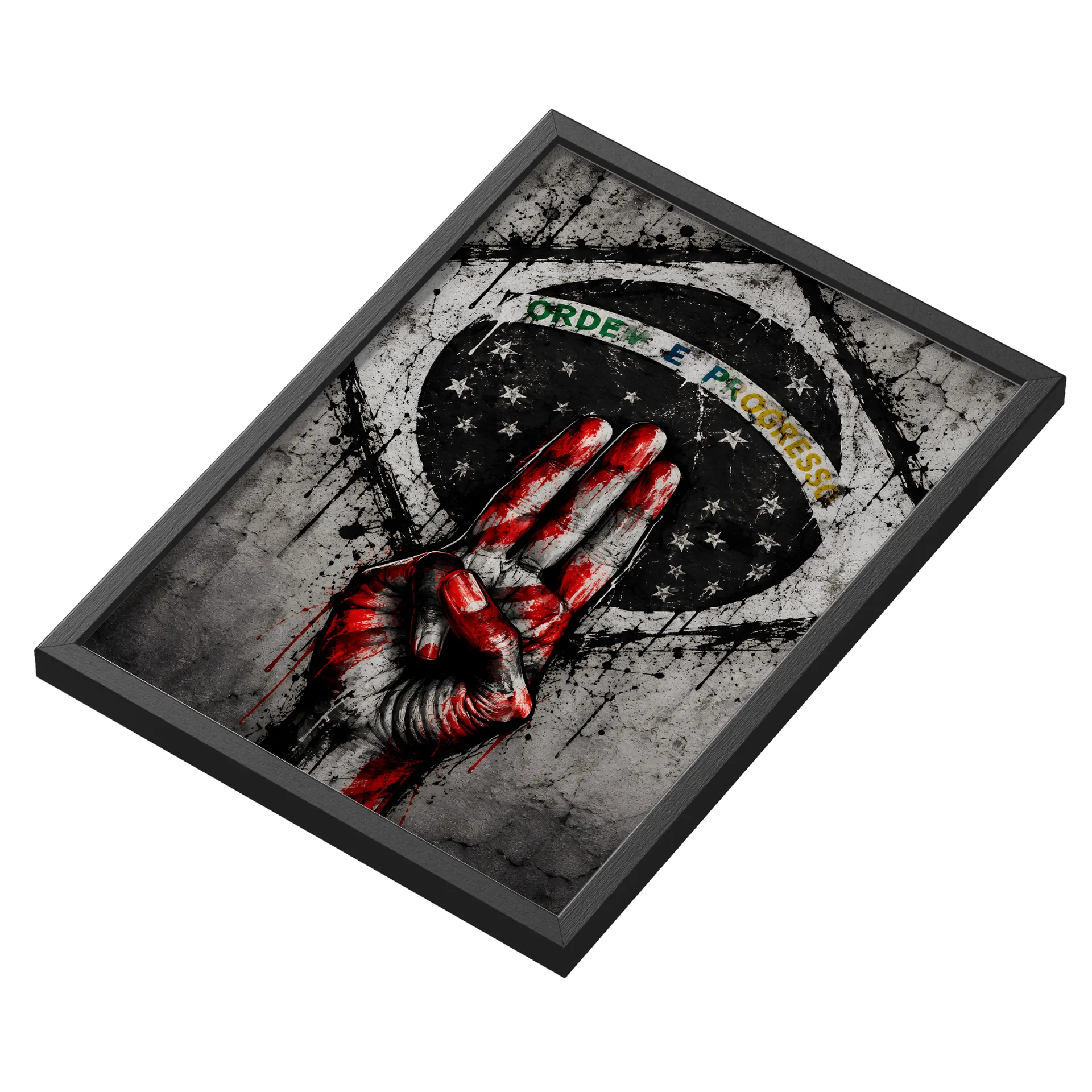Quadro Mão com Símbolo de Paz Ordem e Progresso A3 - Imagem 3