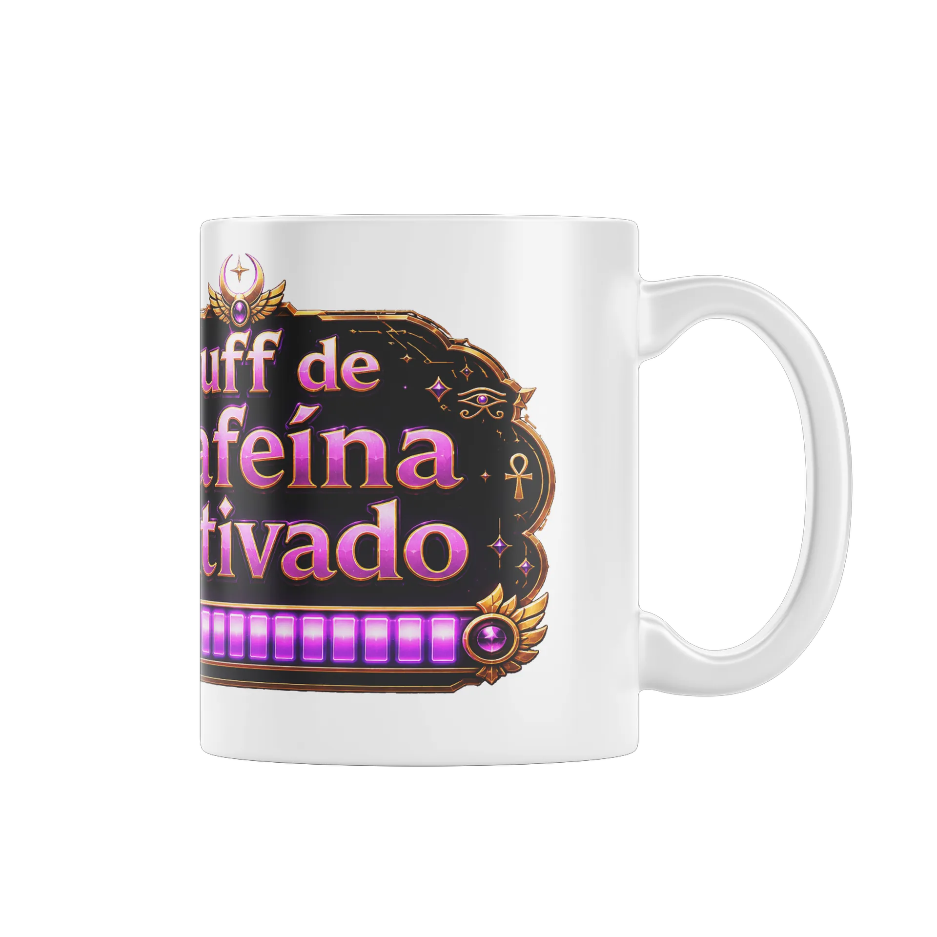 Caneca Gamer – Buff de Cafeína Ativado de HeyBastet — imagem 1 de 4